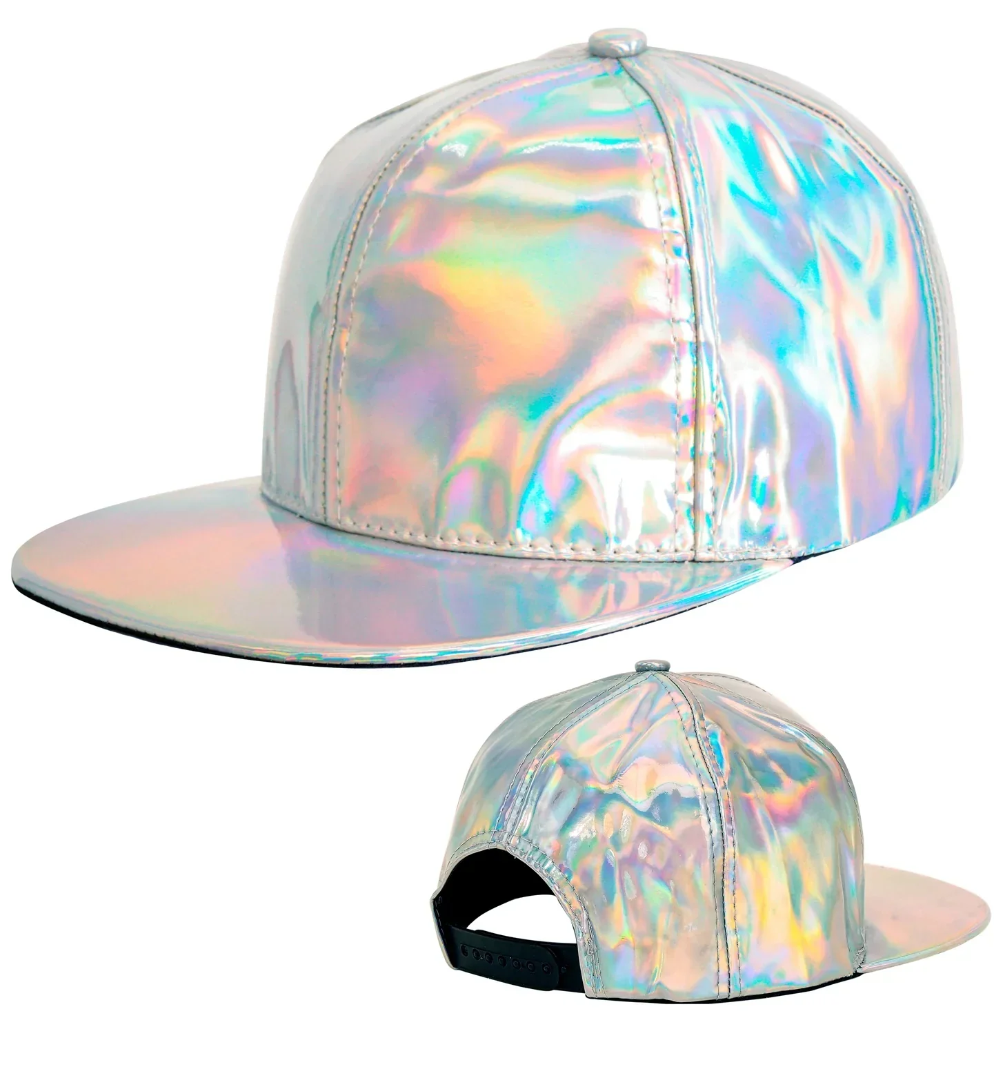 Gorra de Rapero Hip Hop Holográfica Plateda