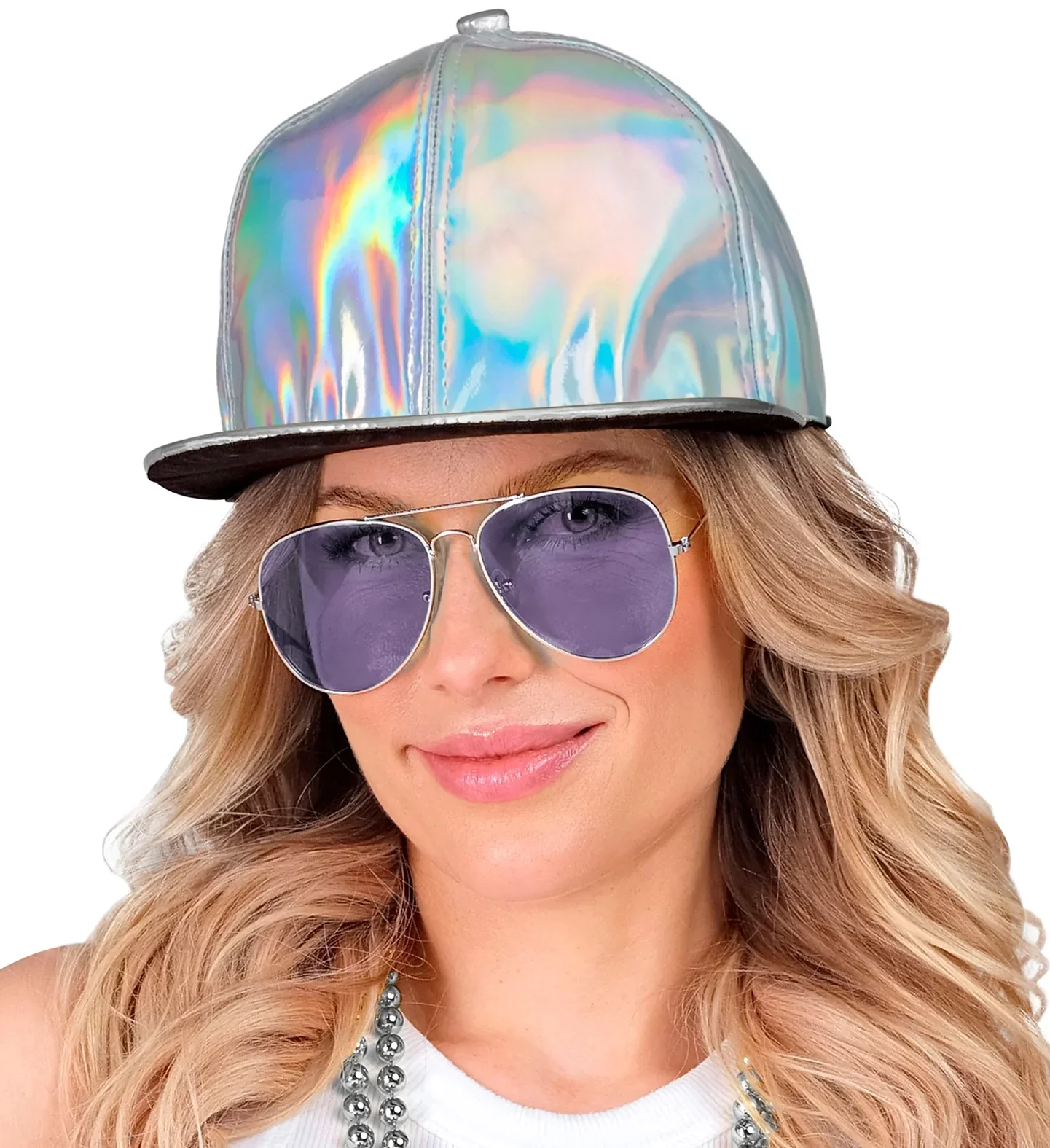 Gorra de Rapero Hip Hop Holográfica Plateda - Image 3