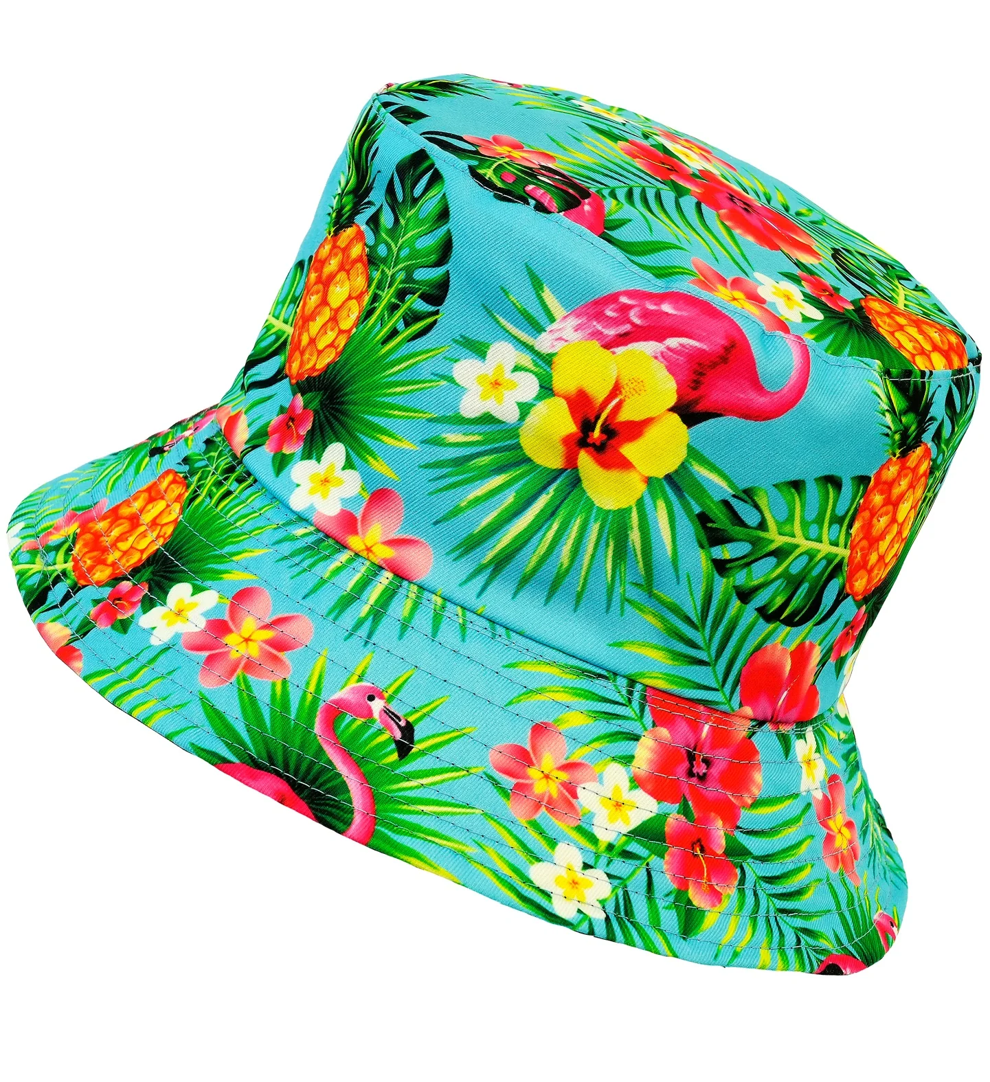 Gorro Pescador Azul con Estampado Hawaiano