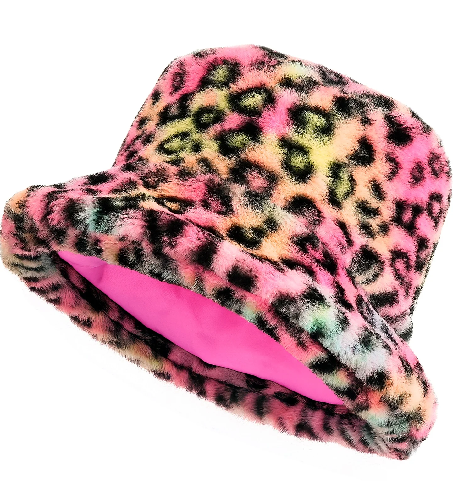 Gorro Pescador de Peluche de Leopardo Multicolor