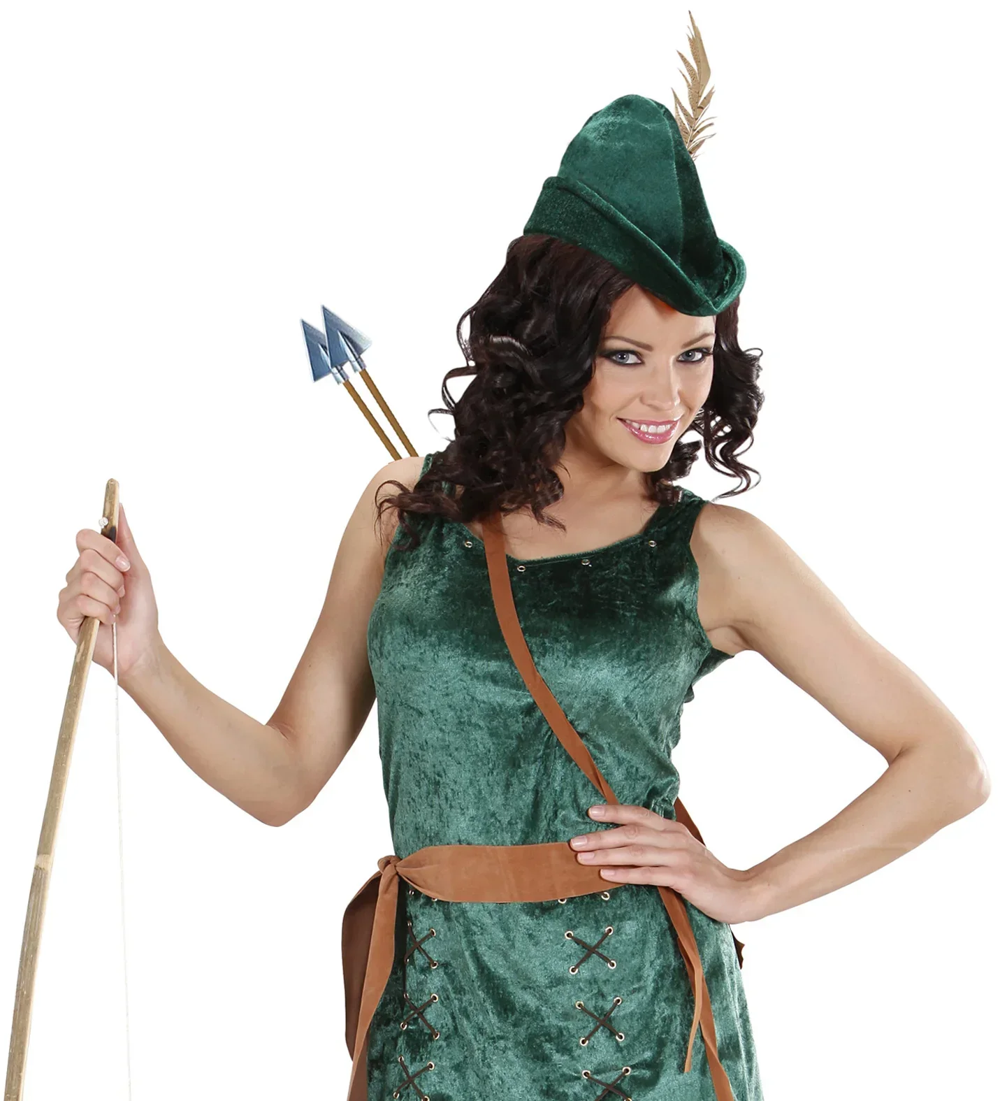 Gorro de Robin Hood Verde Oscuro con Pluma - Image 3