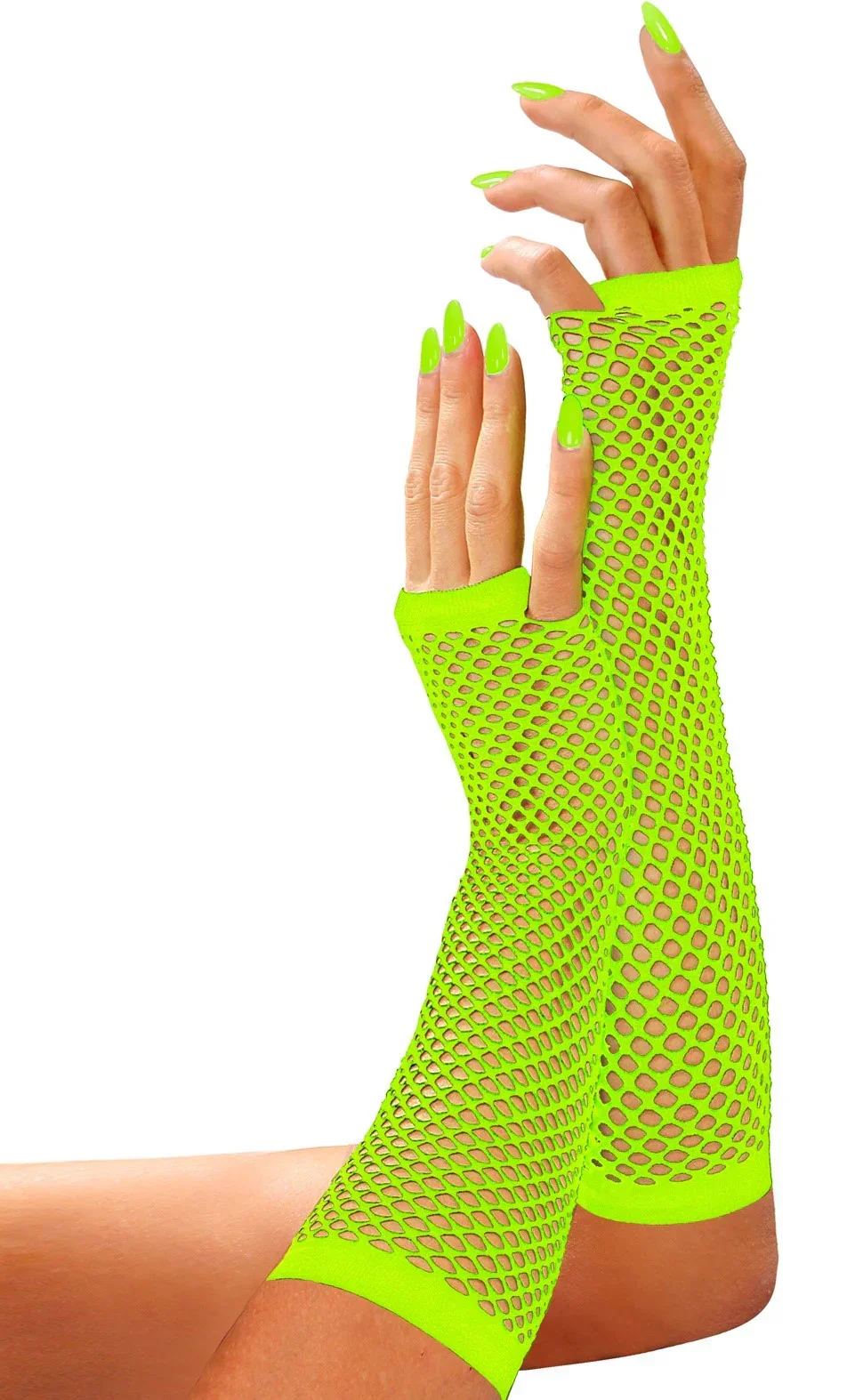 Guantes de Red Verde Neón Largos sin Dedos