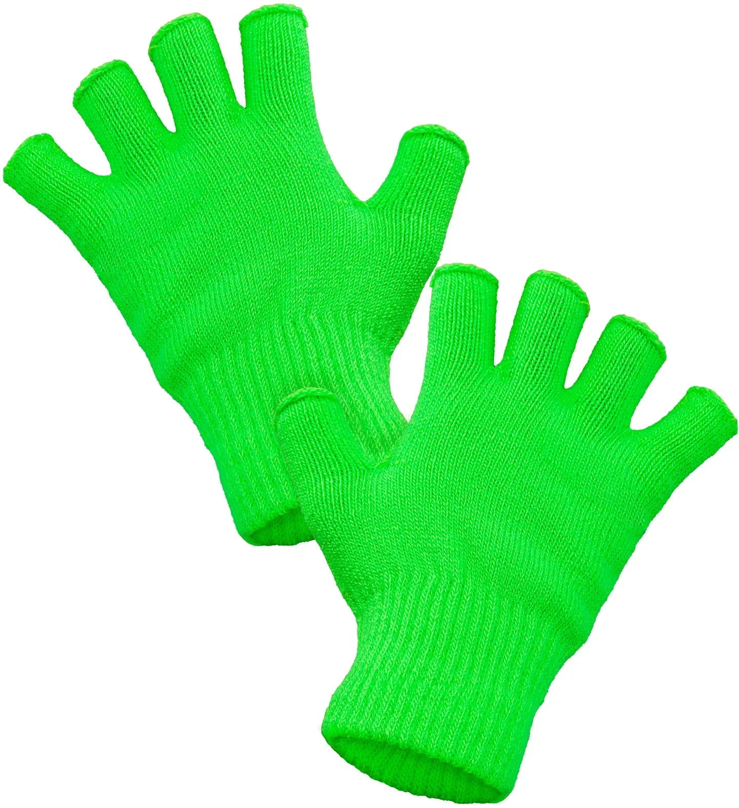 Guantes sin Dedos Abrigados Verde Neón