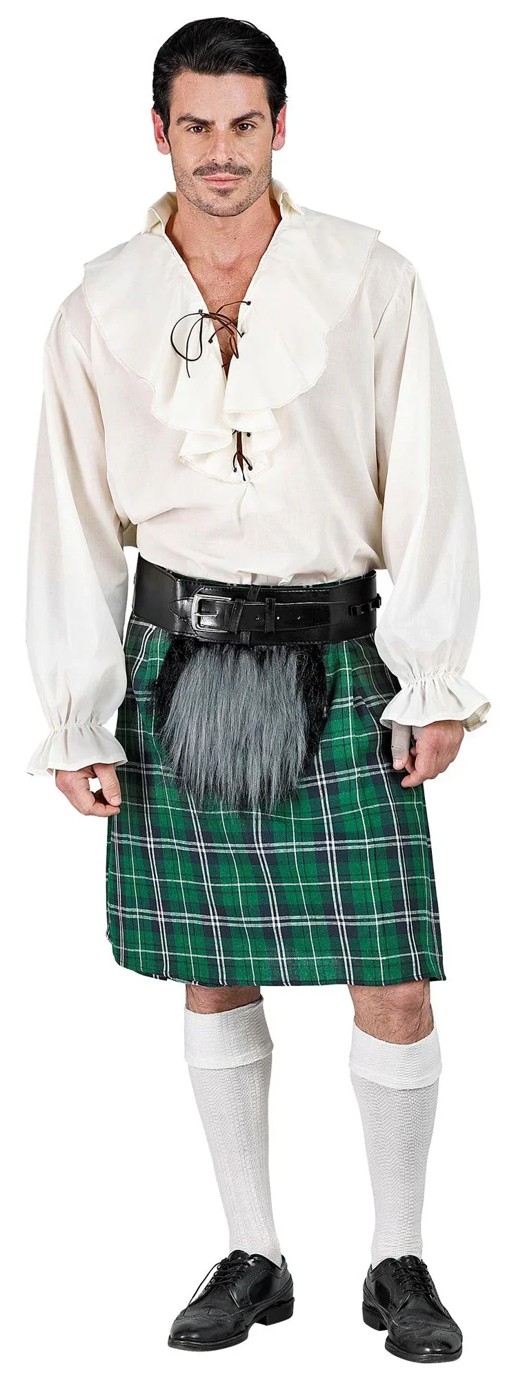 Kilt Escocés Verde con Bolso para Adulto - Image 2