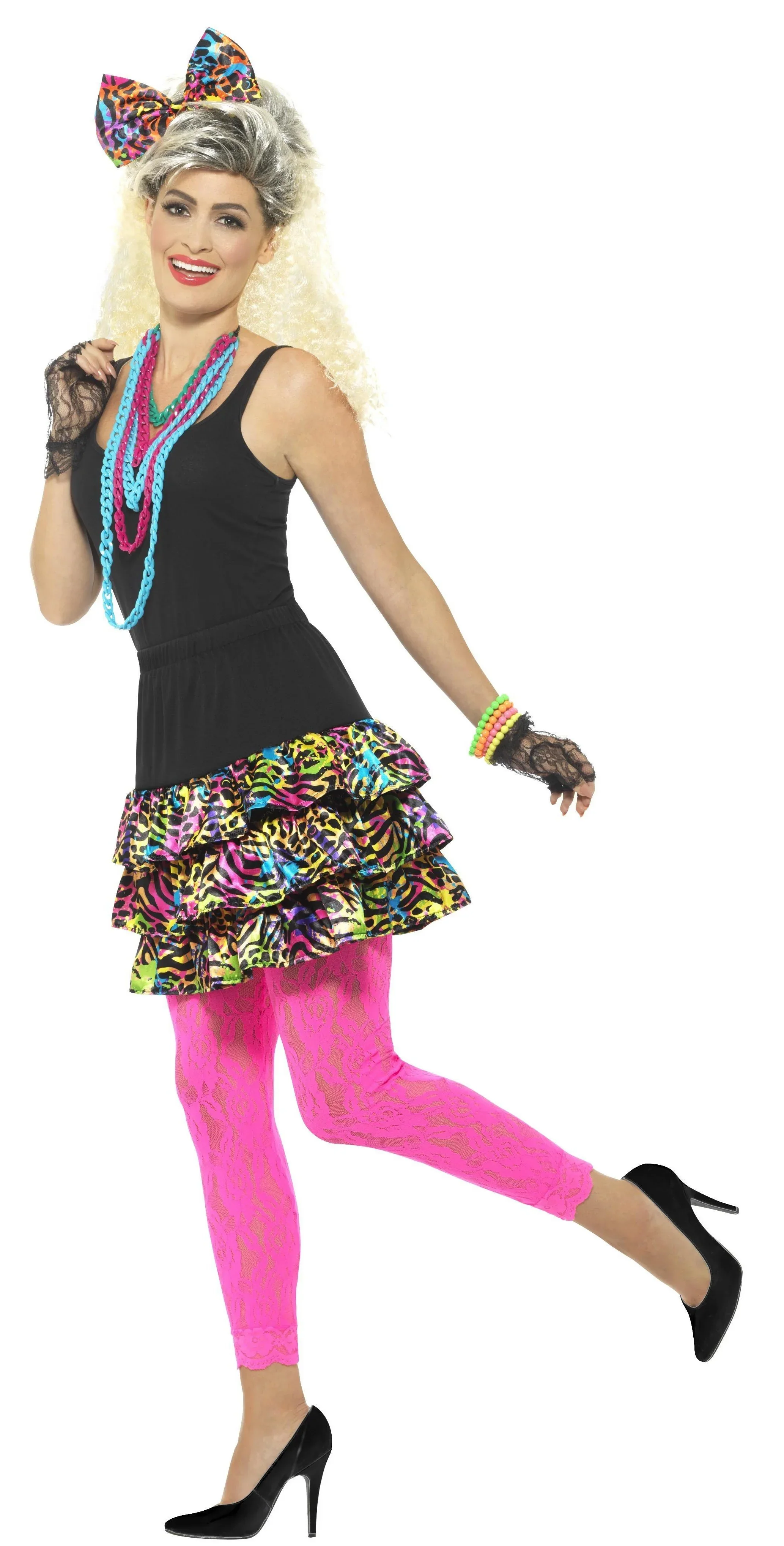 Kit Años 80 Multicolor con Falda, Lazo y Collar - Image 3