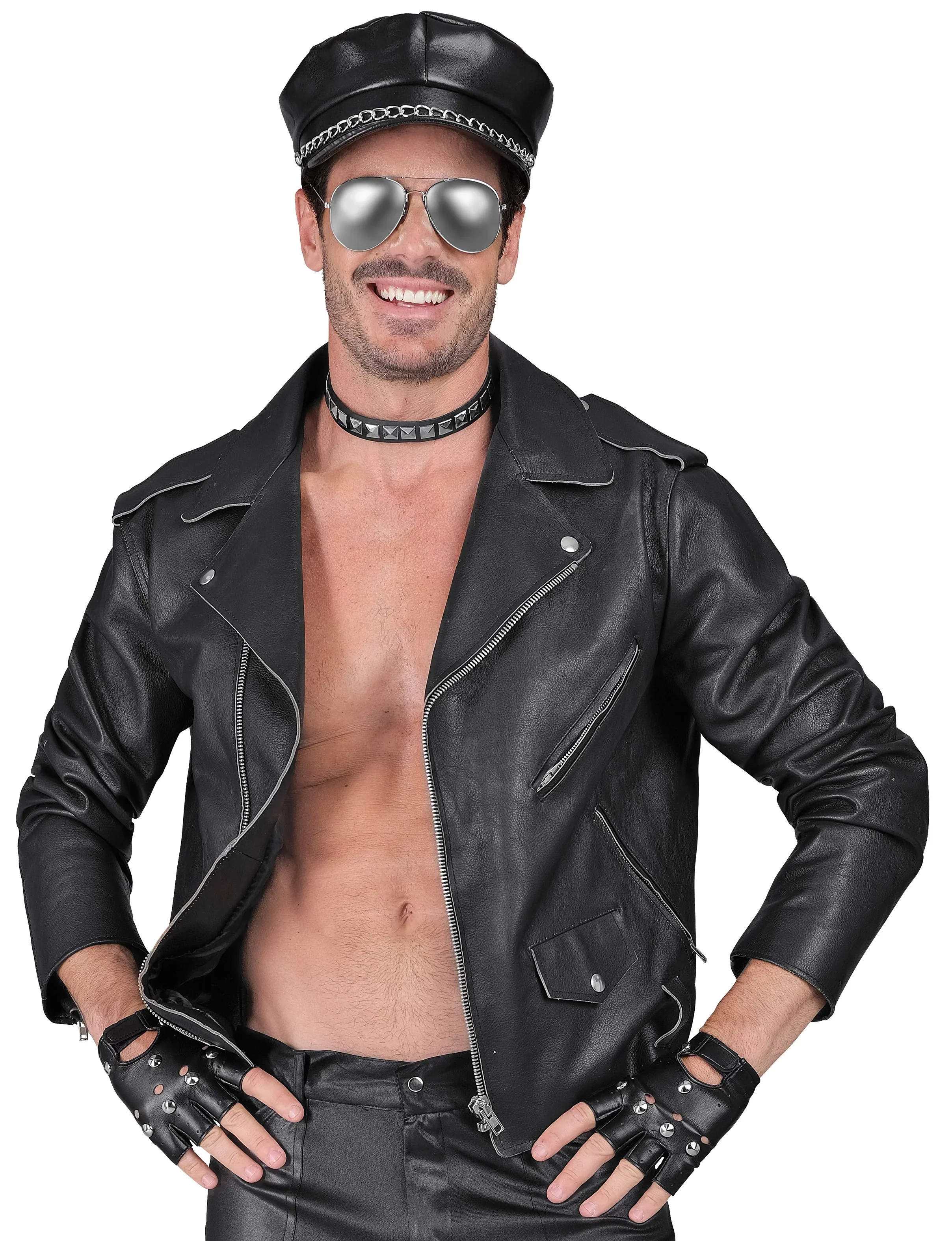 Kit de Motero Rockero con Gorra, Guantes, Collar y Gafas - Image 4