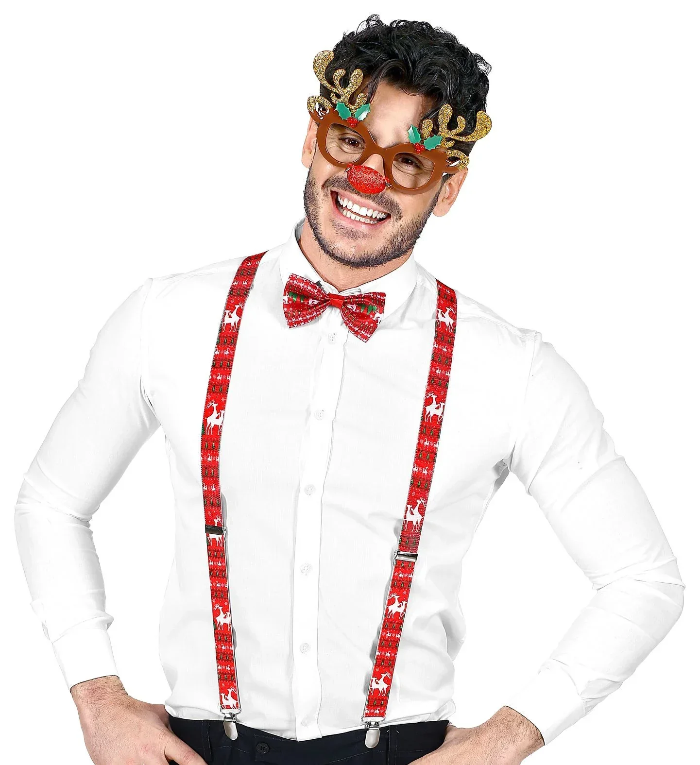 Kit de Reno Rudolf con Gafas, Pajarita y Tirantes - Image 2