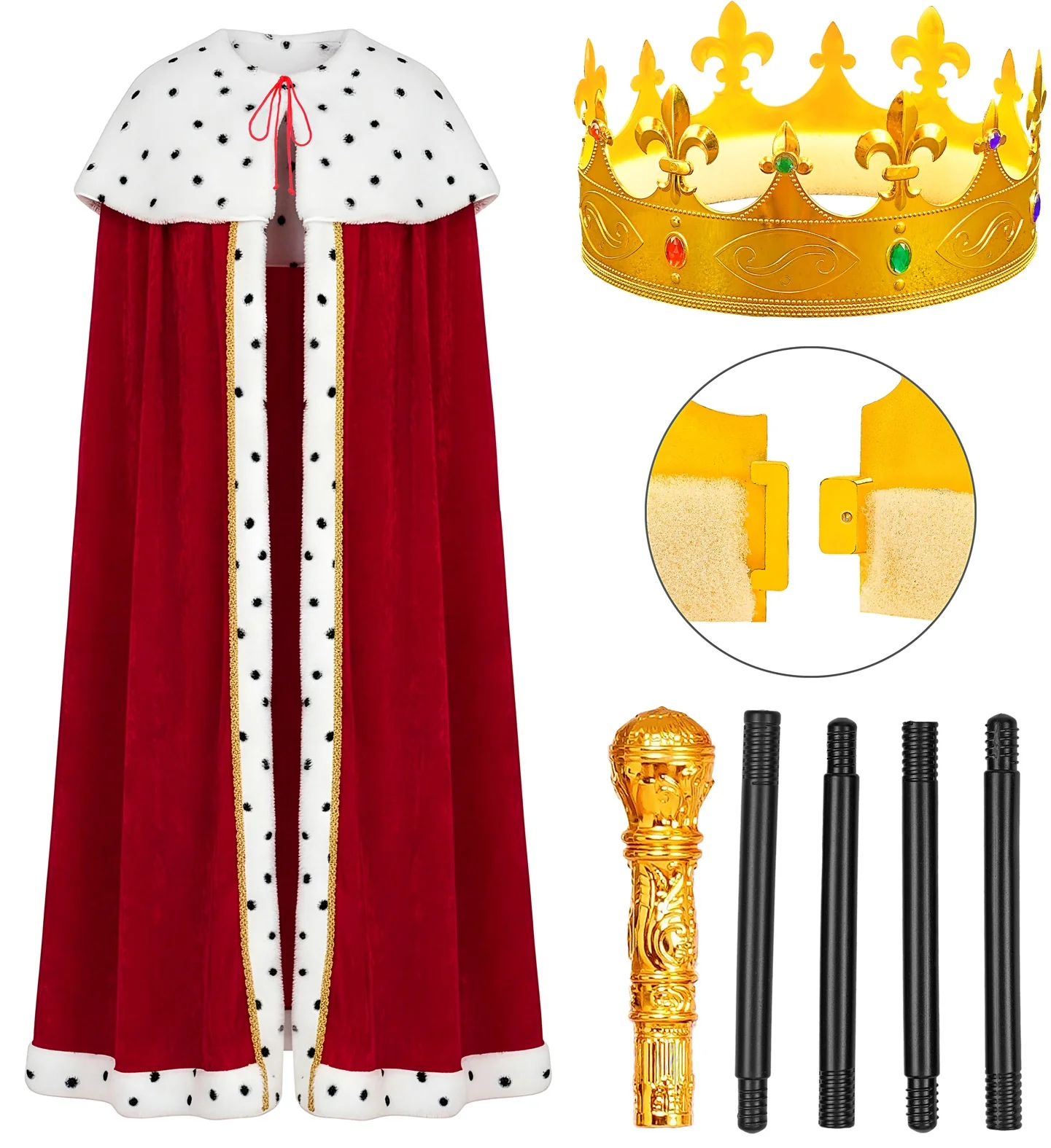 Kit de Rey con Capa, Bastón y Corona - Image 5