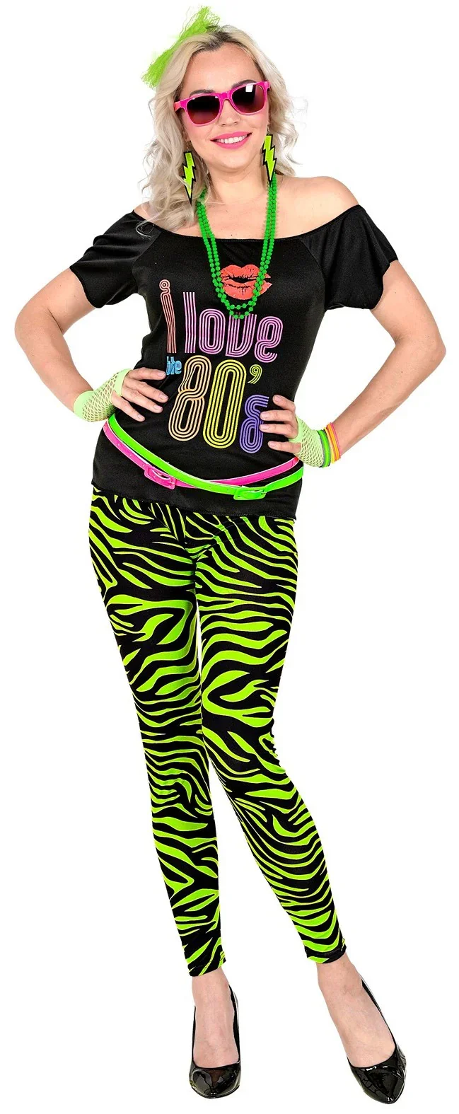 Leggings con Estampado de Tigre Verde Neón Fluorescente - Image 3