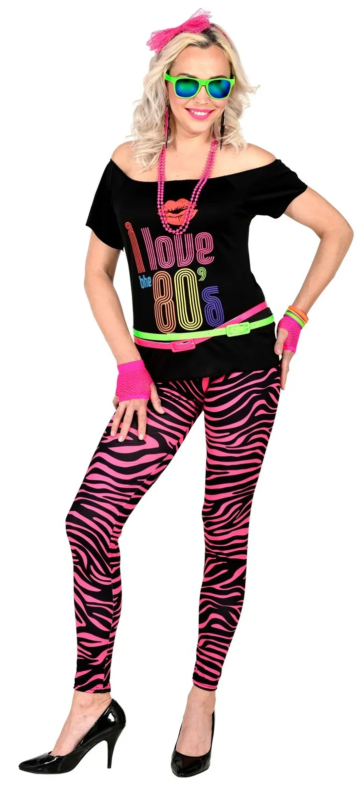Leggings con Estampado de Tigre Rosa Neón Fluorescente - Image 3
