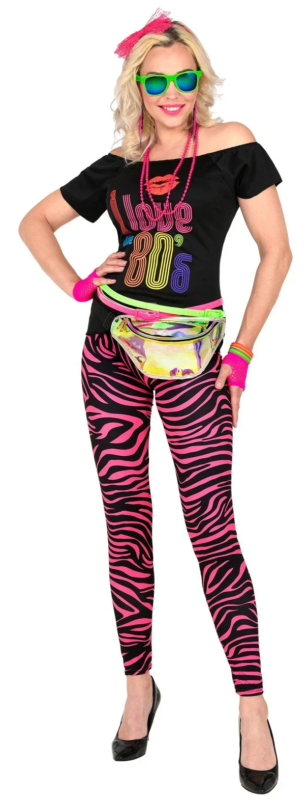 Leggings con Estampado de Tigre Rosa Neón Fluorescente - Image 4