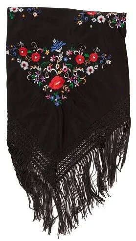Mantón de Sevillana o Chulapa Negro con Bordado - Image 4