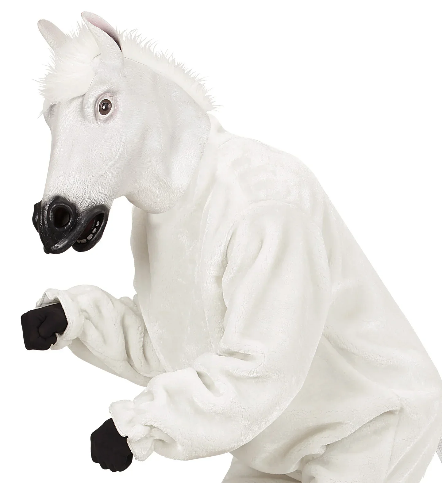 Máscara de Caballo Blanco de Látex con Pelo - Image 2