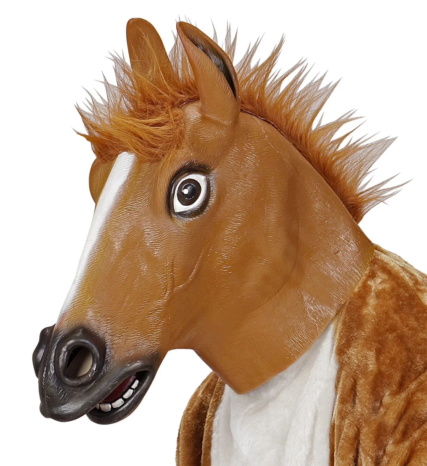 Máscara de Caballo Marrón de Látex con Pelo