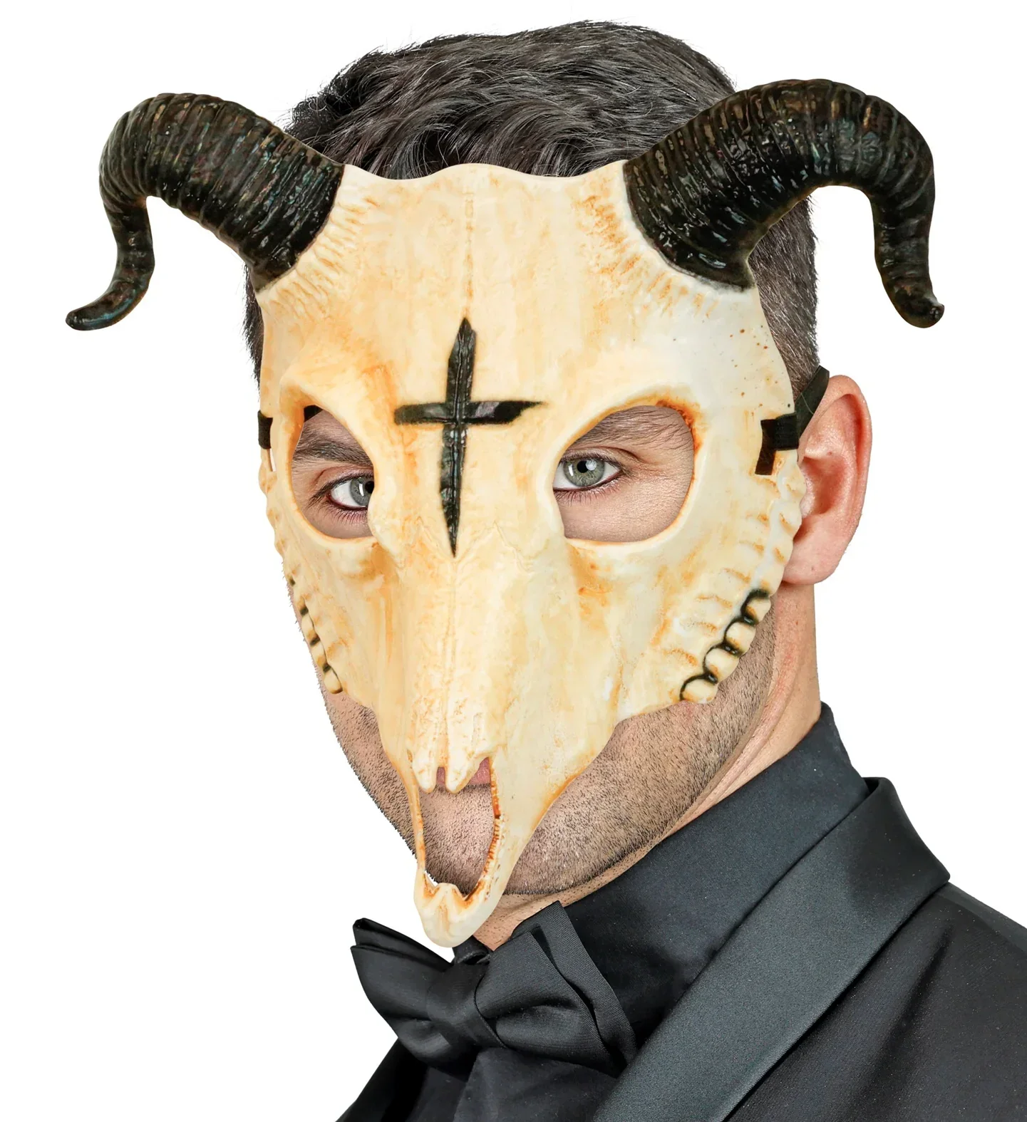 Máscara de Calavera de Carnero Sátanico con Cuernos - Image 2