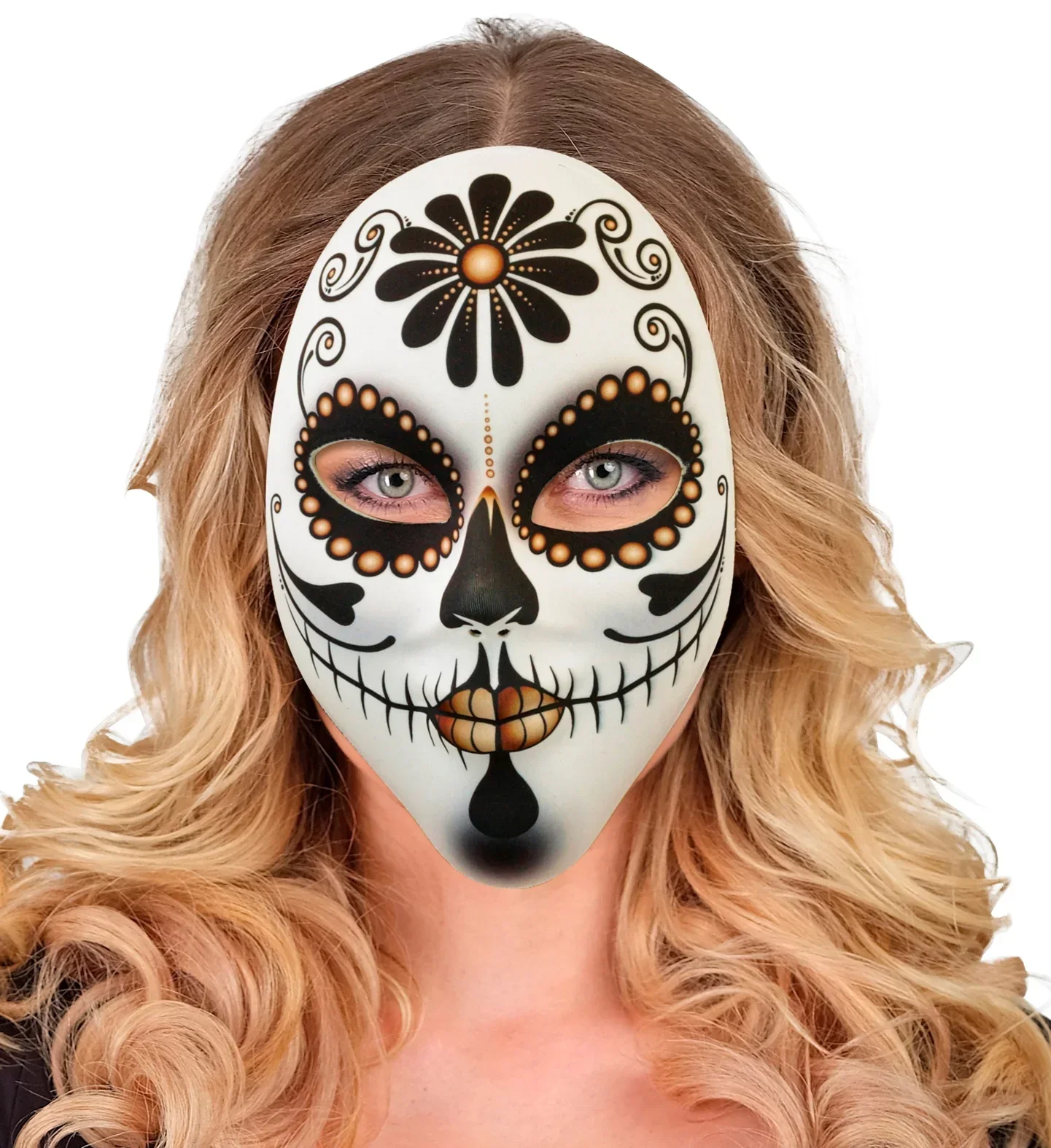 Máscara de Catrina Día de los Muertos de Tela Rígida - Image 3