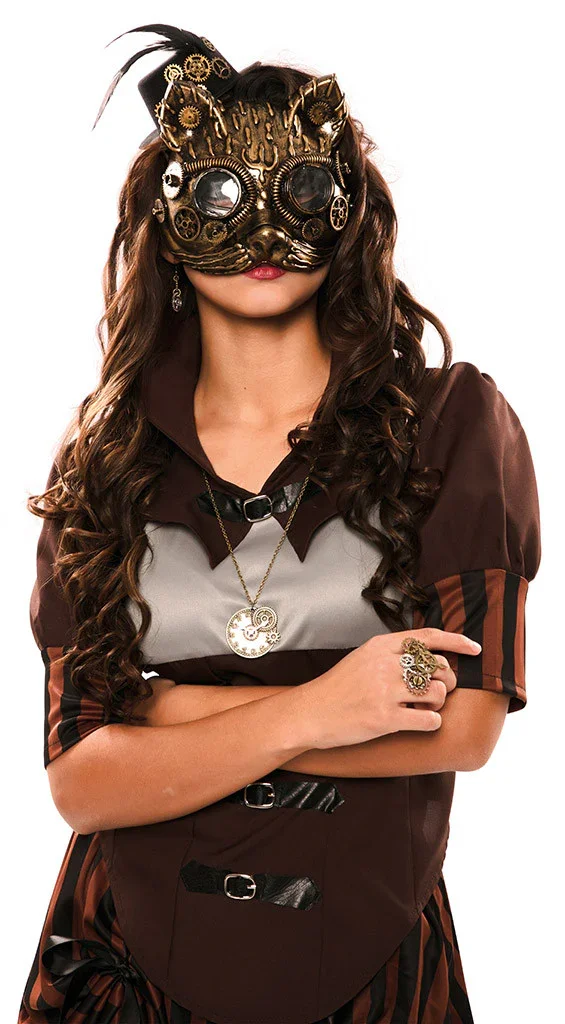 Máscara de Gato Steampunk Dorada - Image 3