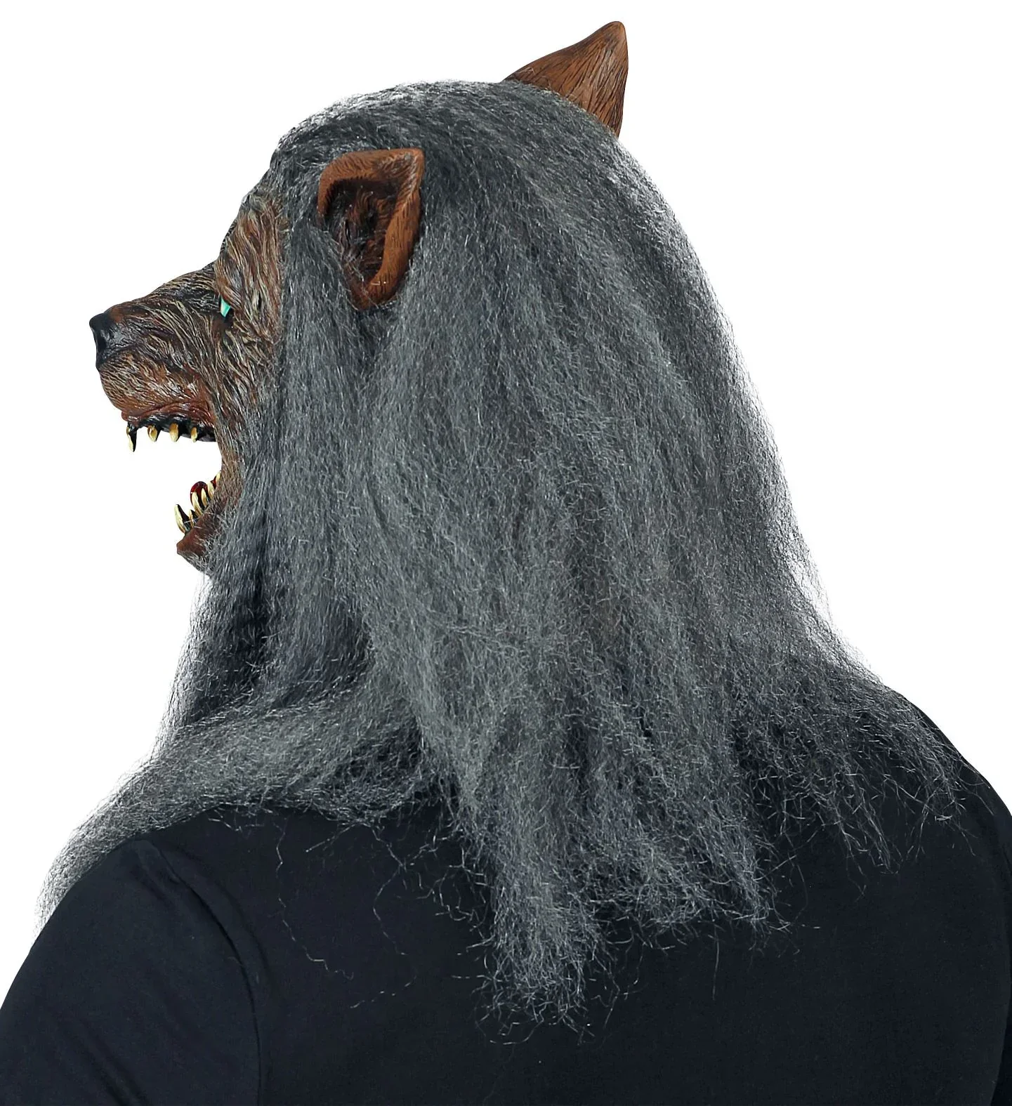 Máscara de Hombre Lobo con Pelo Largo Gris - Image 2