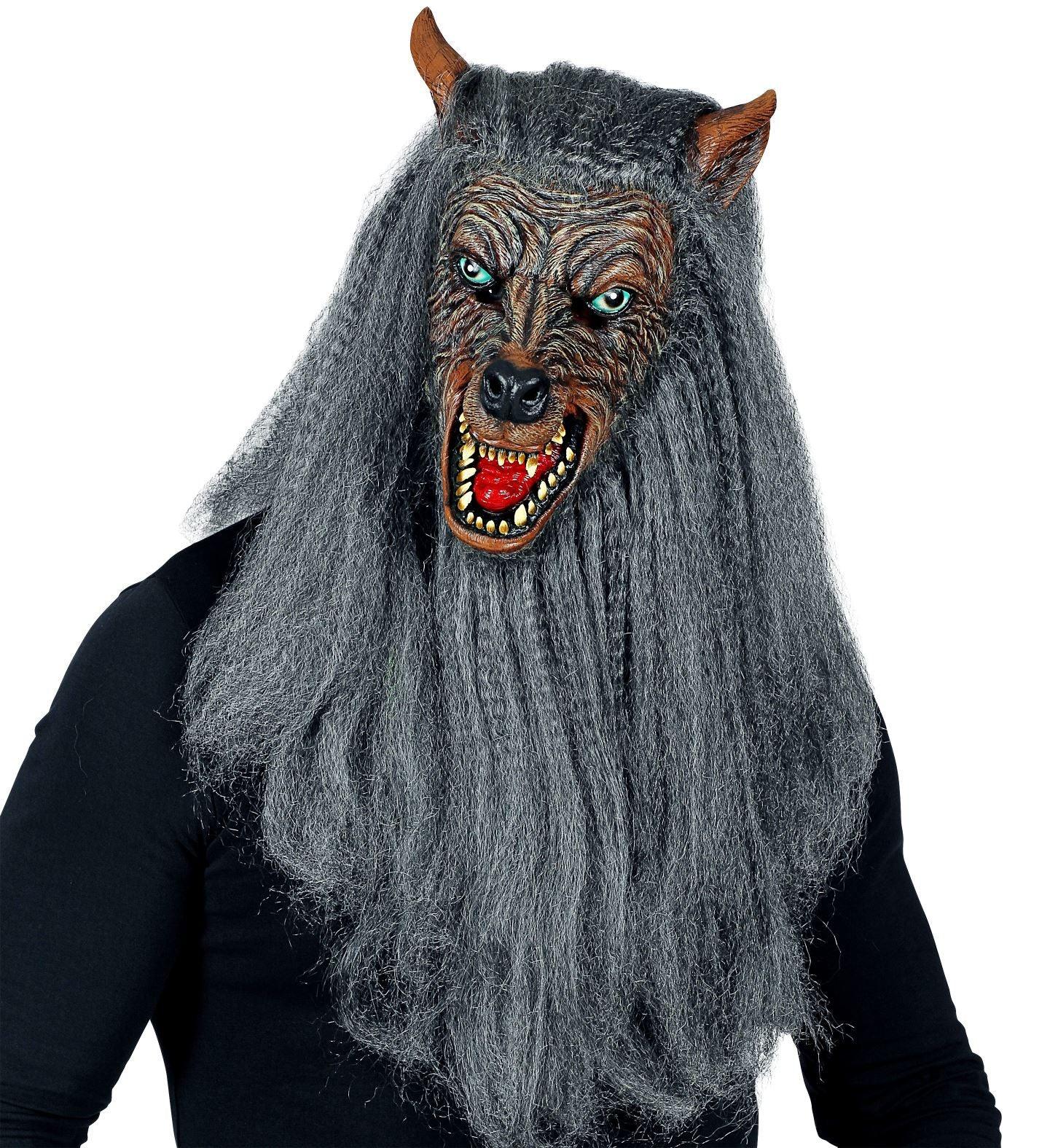 Máscara de Hombre Lobo con Pelo Largo Gris - Image 3