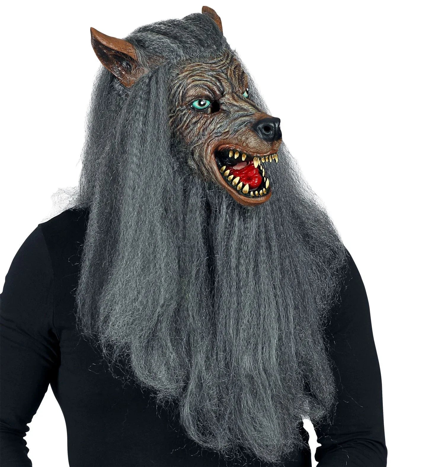 Máscara de Hombre Lobo con Pelo Largo Gris - Image 5