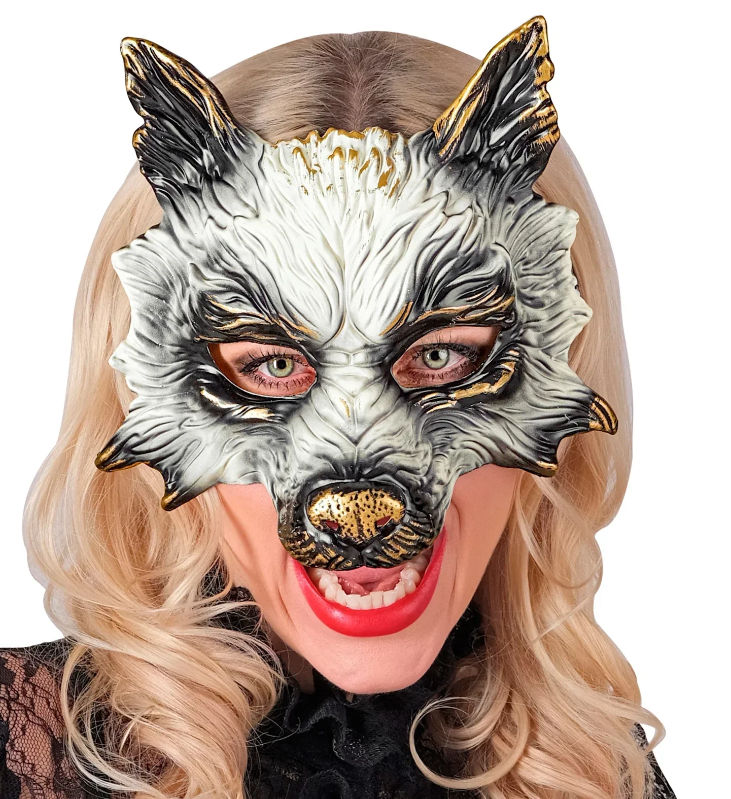Máscara de Lobo Blanca y Negra - Image 3