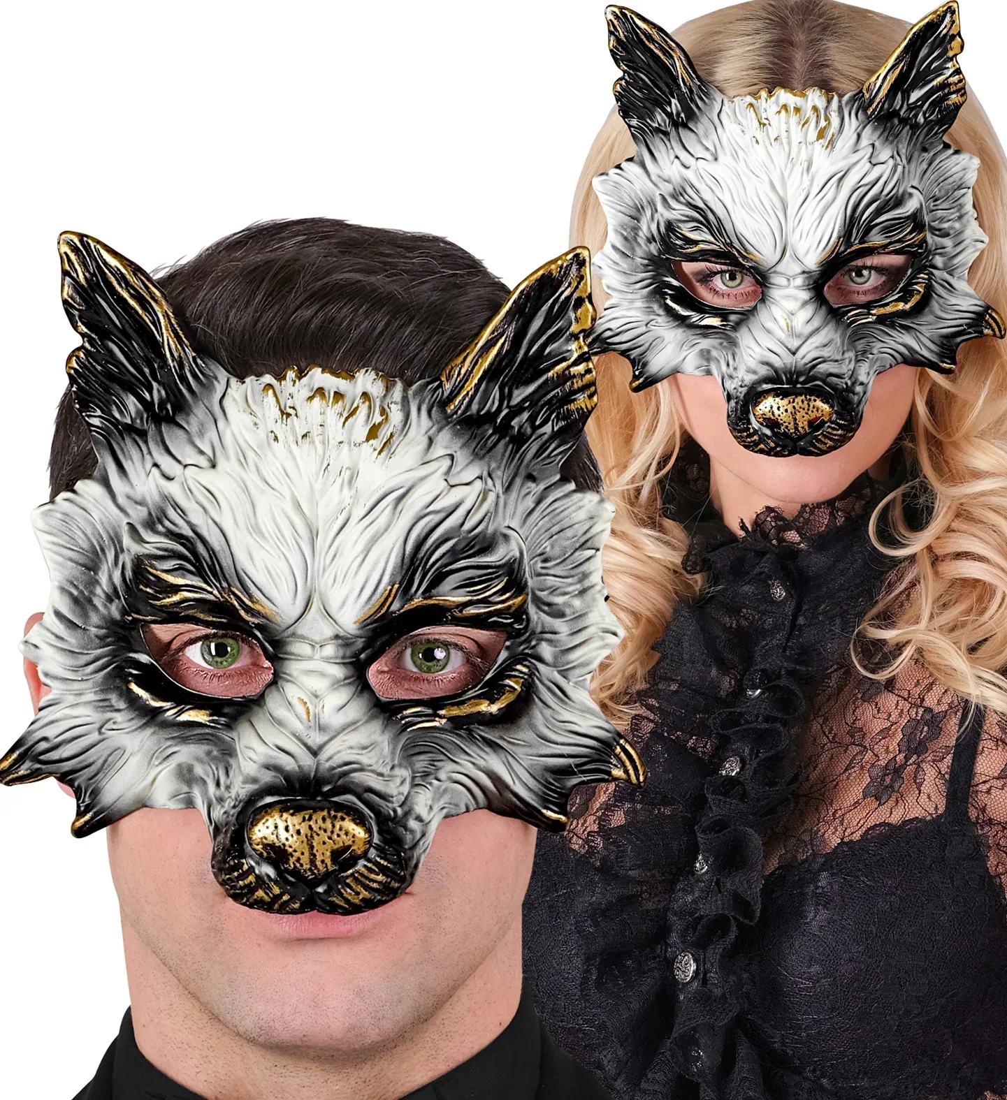 Máscara de Lobo Blanca y Negra - Image 4