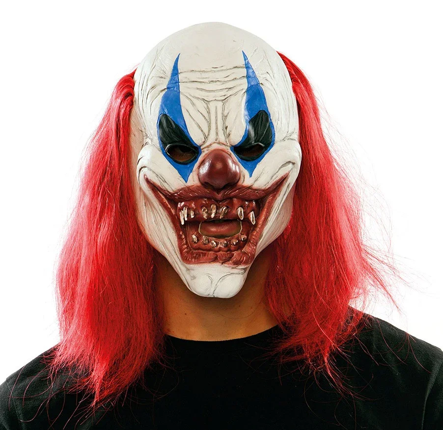 Máscara de Payaso Diabólico con Pelo Rojo