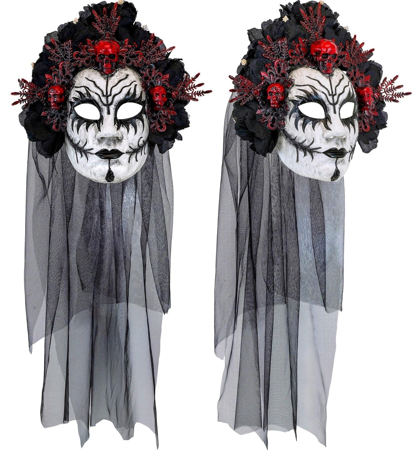 Máscara de Reina de la Muerte con Rosas Negros y Velo - Image 4