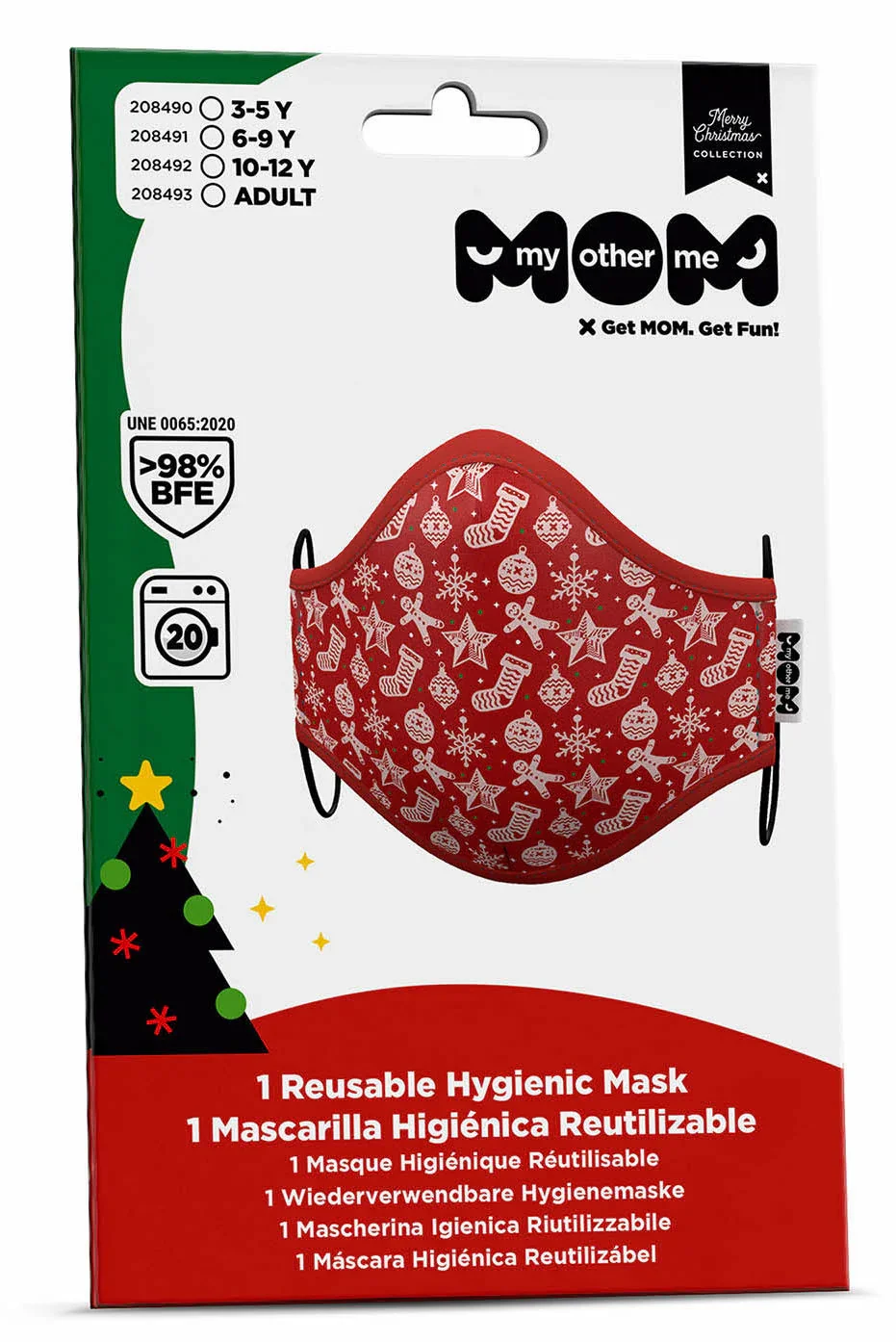 Mascarilla Roja Estampado Navidad Infantil - Image 3
