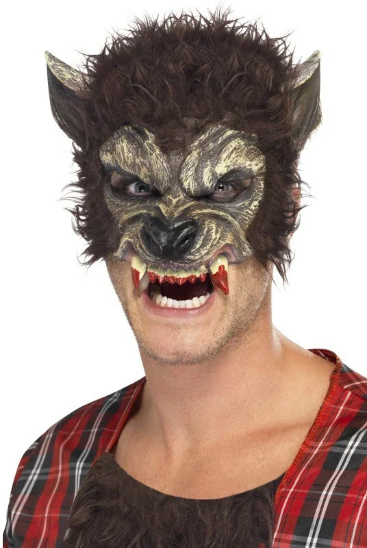 Media Máscara de Hombre Lobo con Colmillos