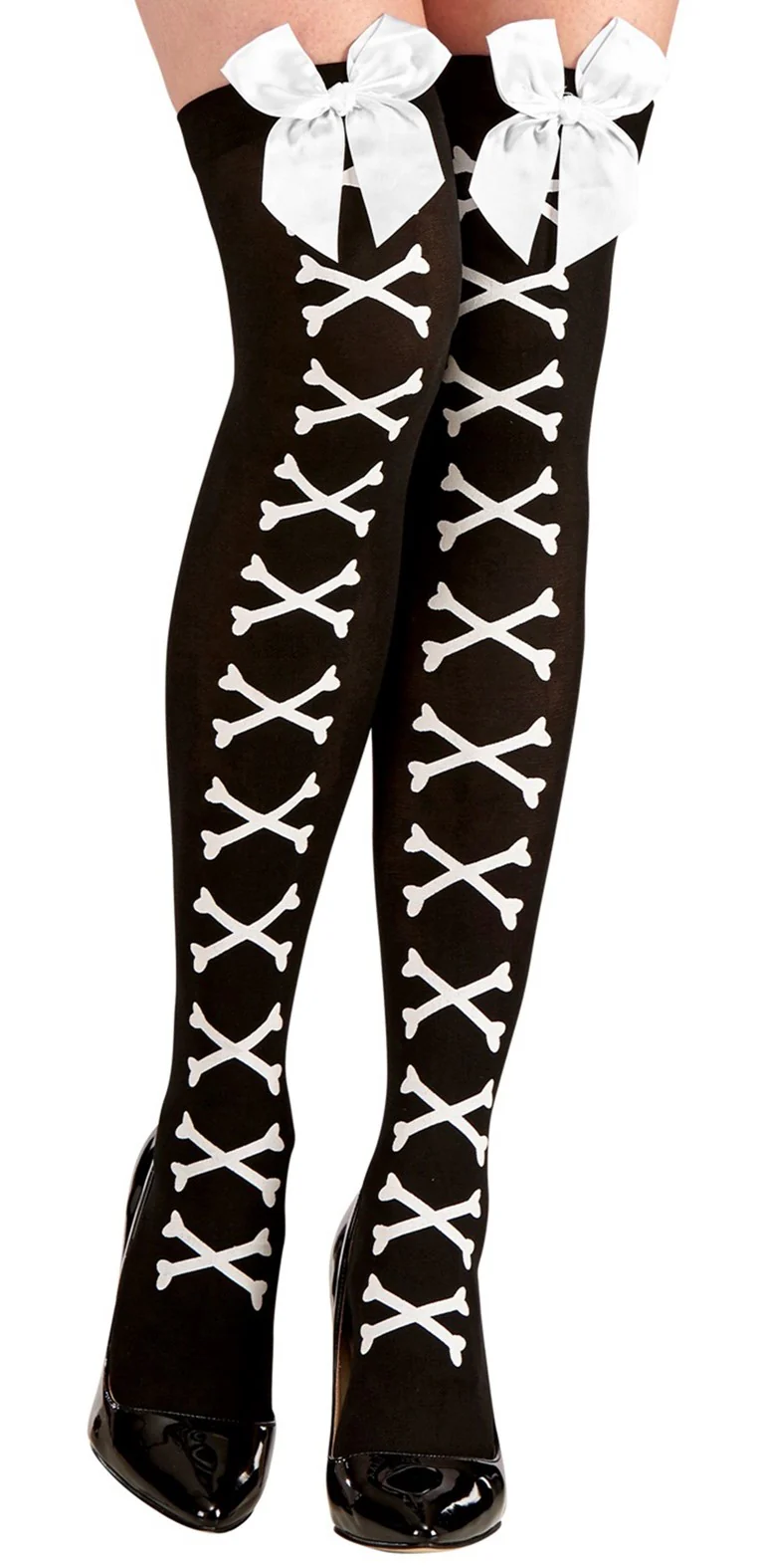 Medias de Esqueleto con Huesos y Lazos para Mujer