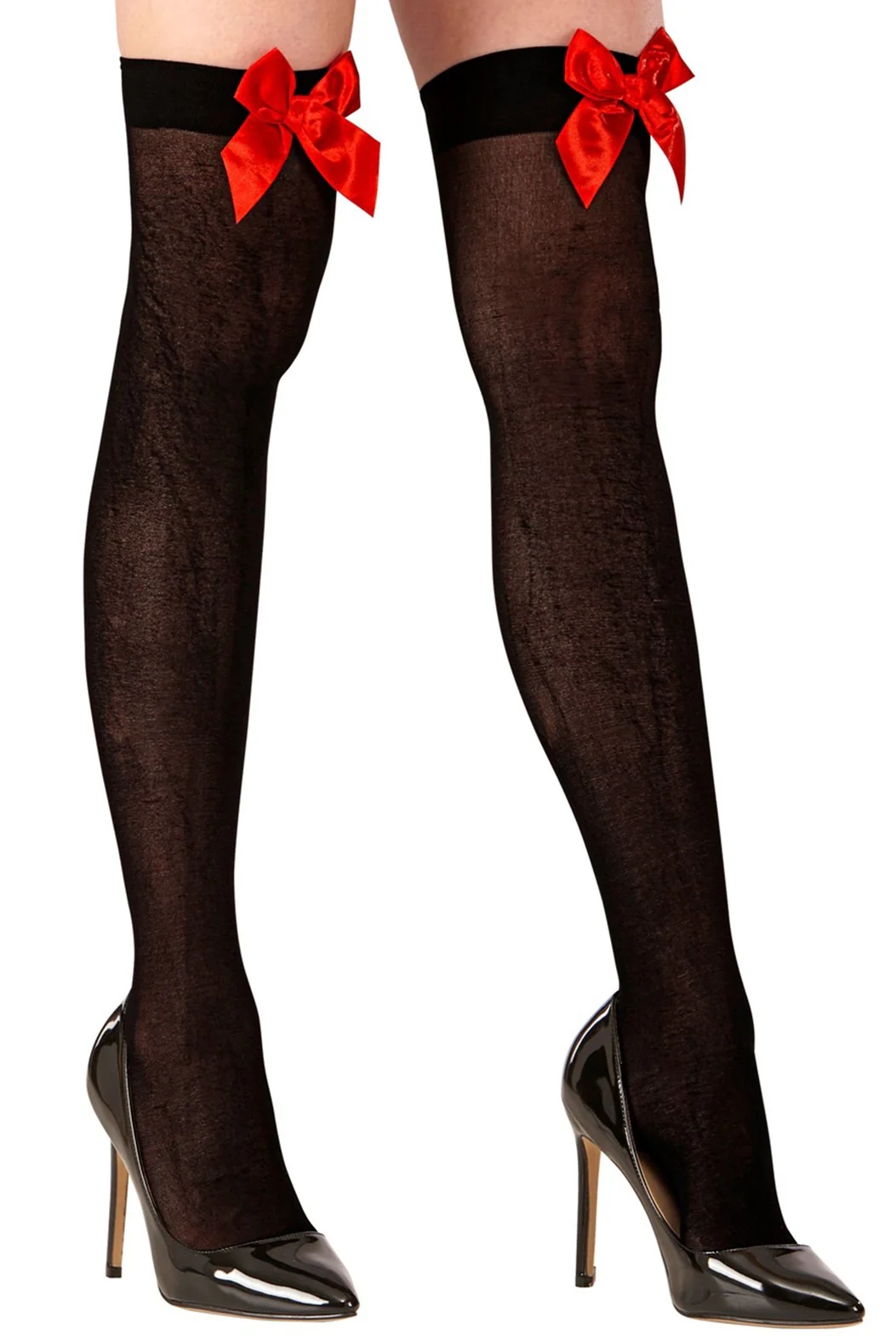 Medias Negras con Lazos Rojos para Mujer - Image 2