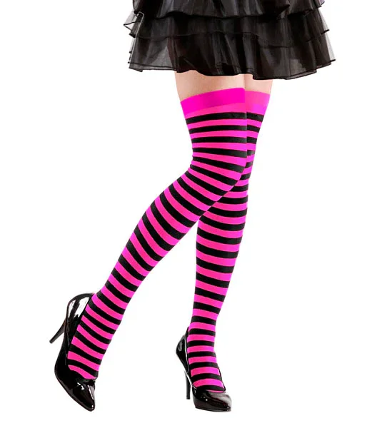 Medias de Rayas en Fucsia y Negro para Mujer