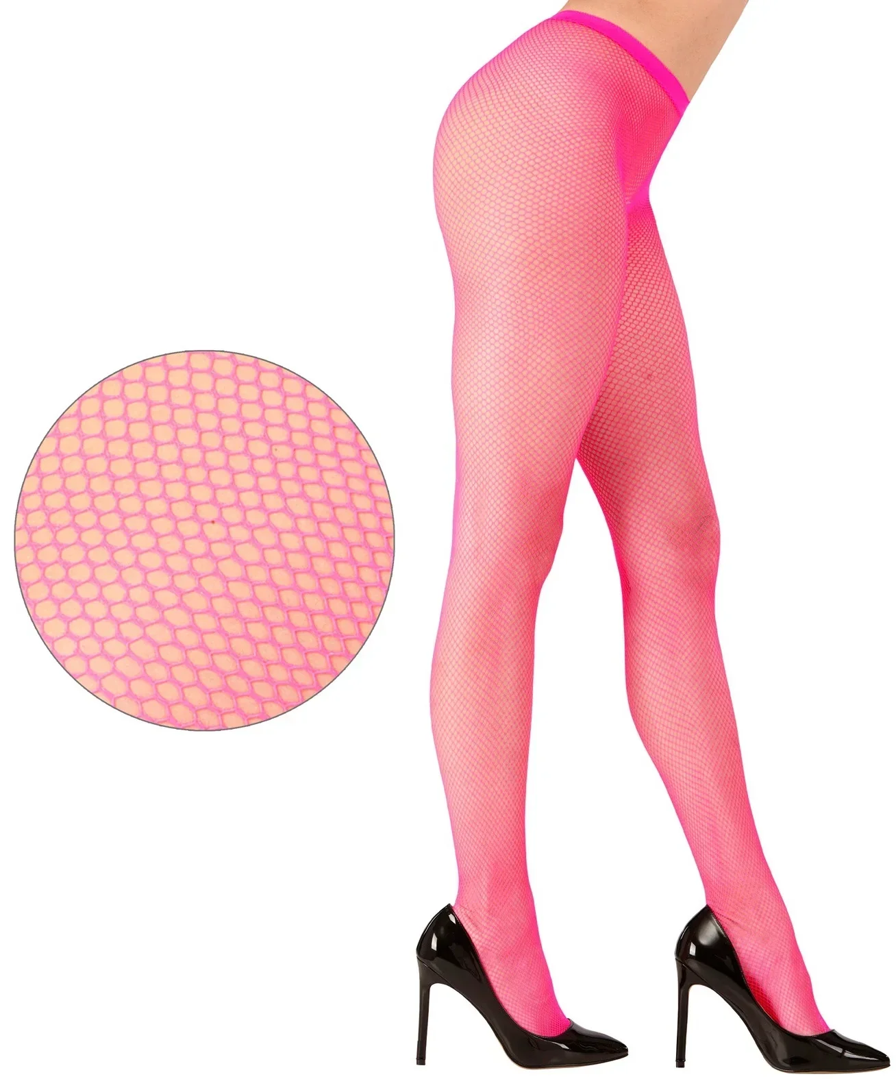 Pantys de Rejilla Rosa Fluorescente para Adulto
