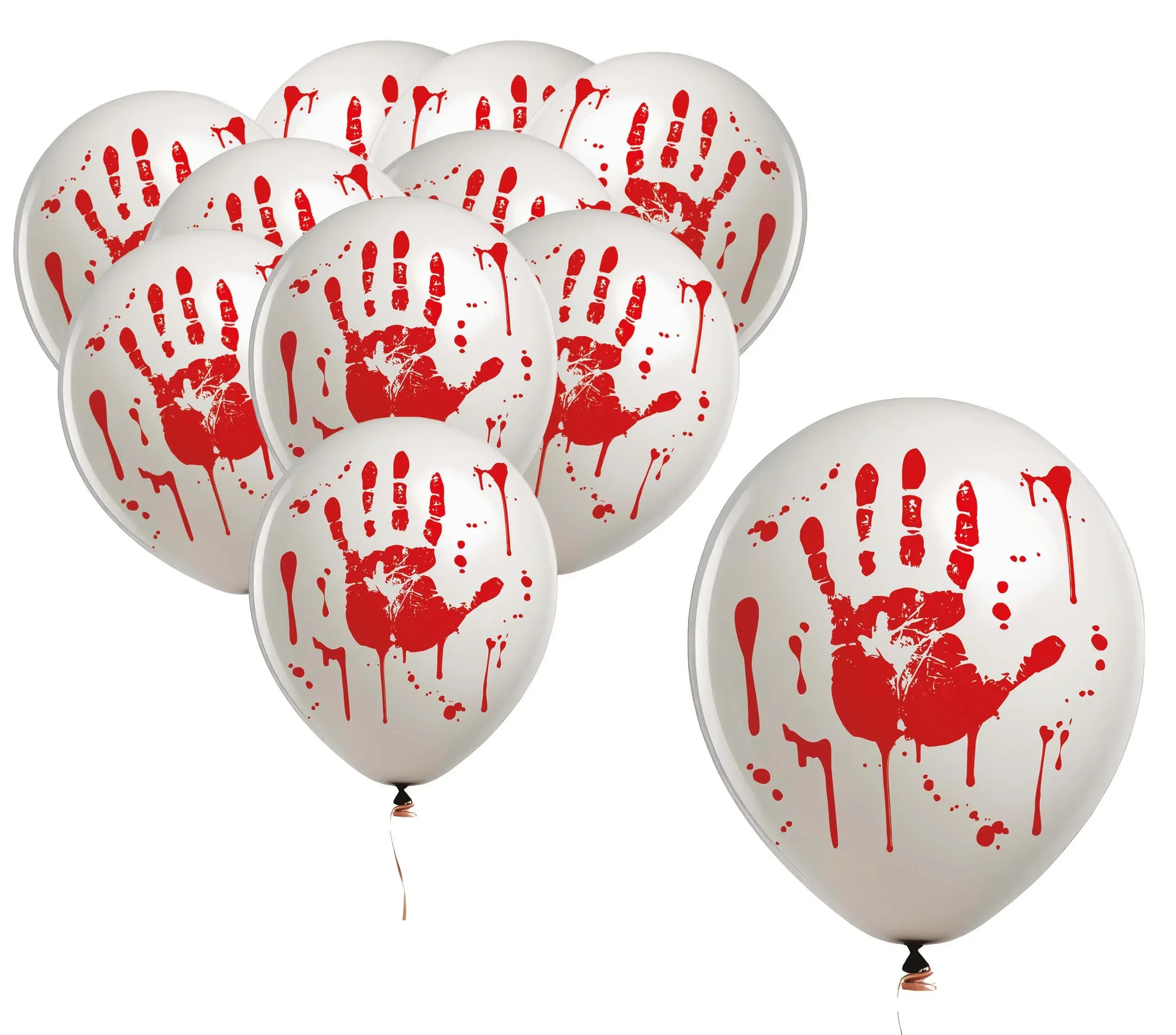 Pack de 10 Globos Blancos con Mano Sangrienta