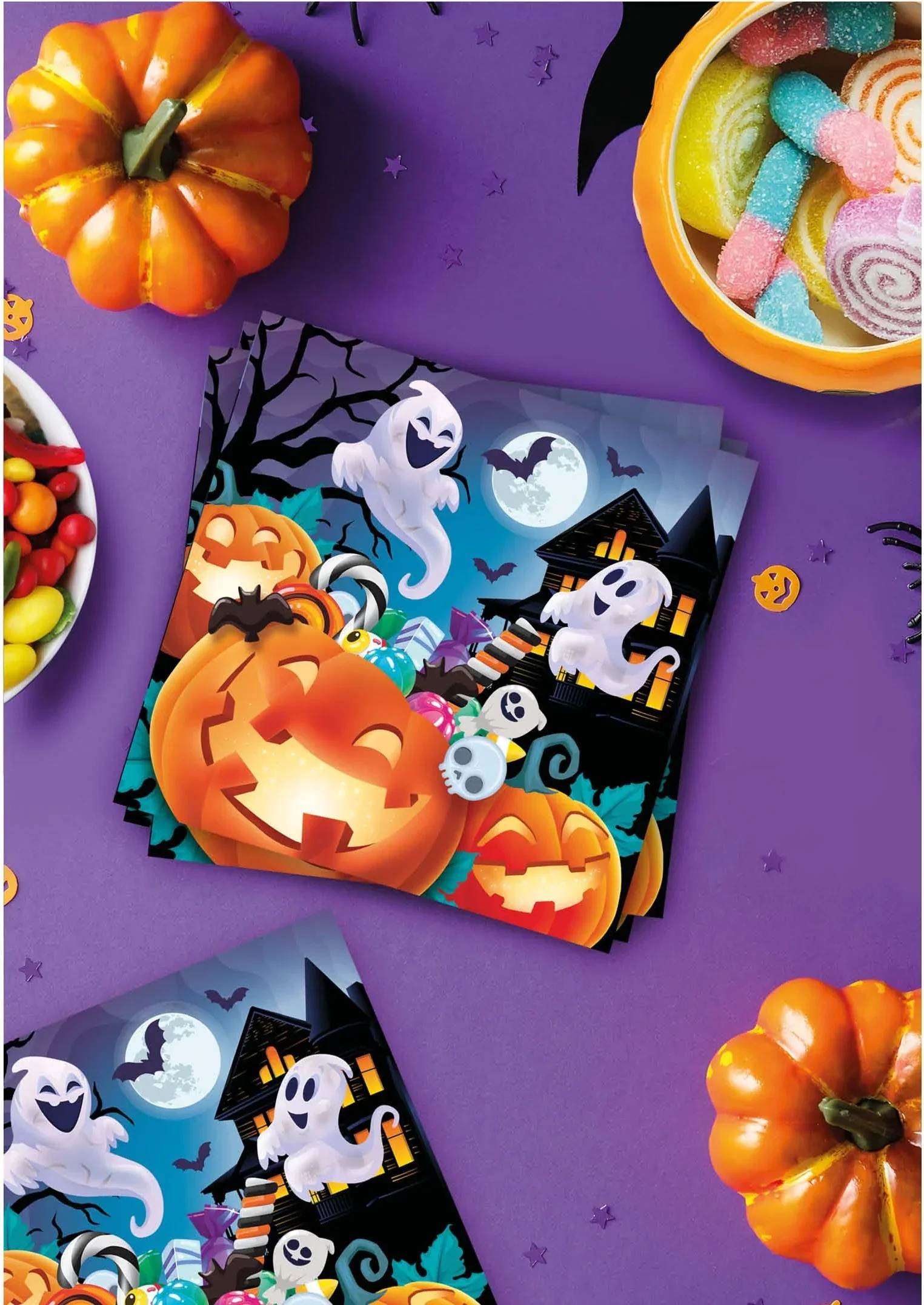 Pack de 12 Servilletas de Calabazas con Caramelos - Image 2