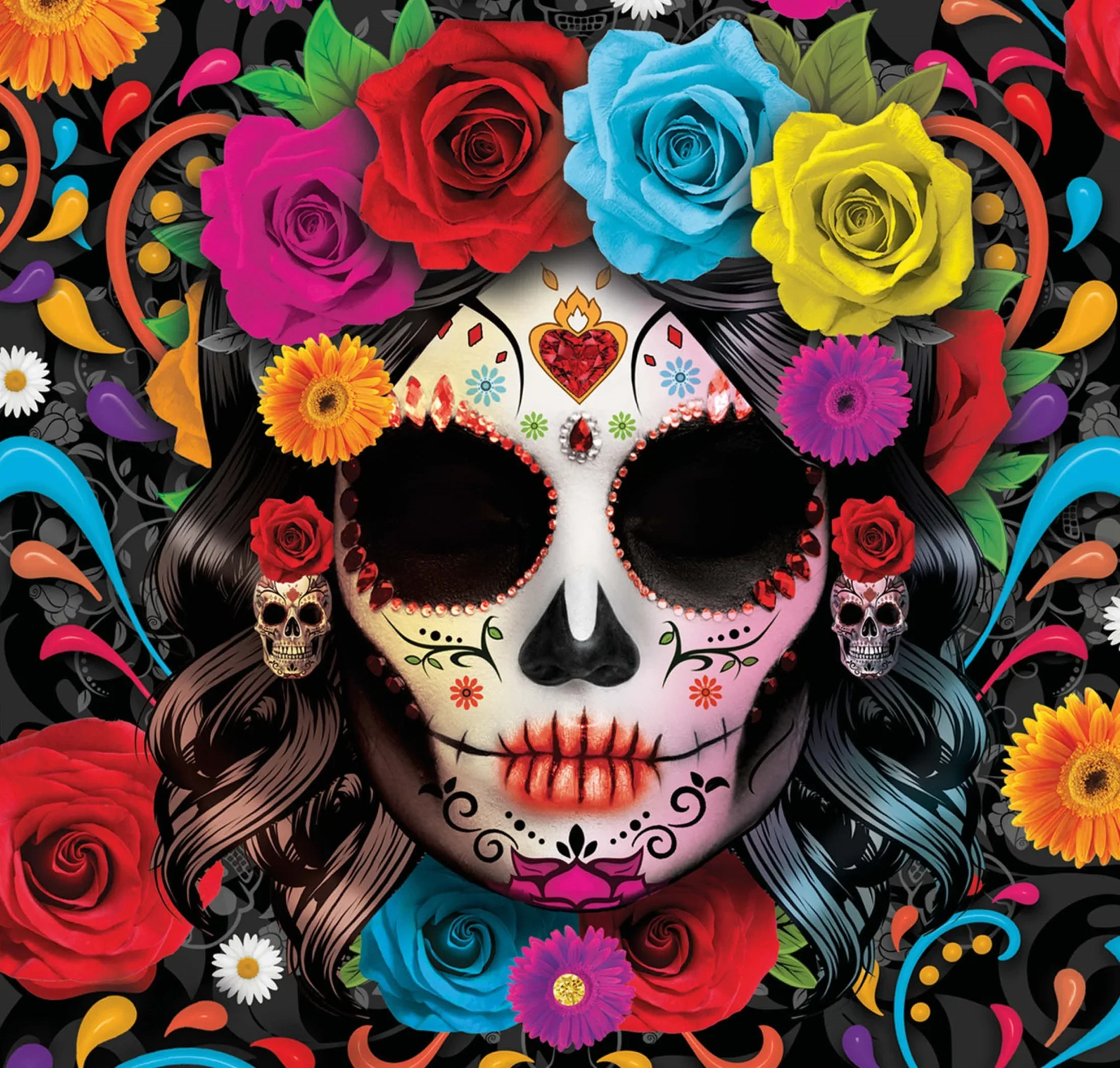 Pack de 12 Servilletas de Catrinas de Halloween - Image 3