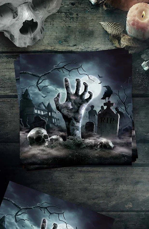 Pack de 12 Servilletas de Zombies en Cementerio - Image 2