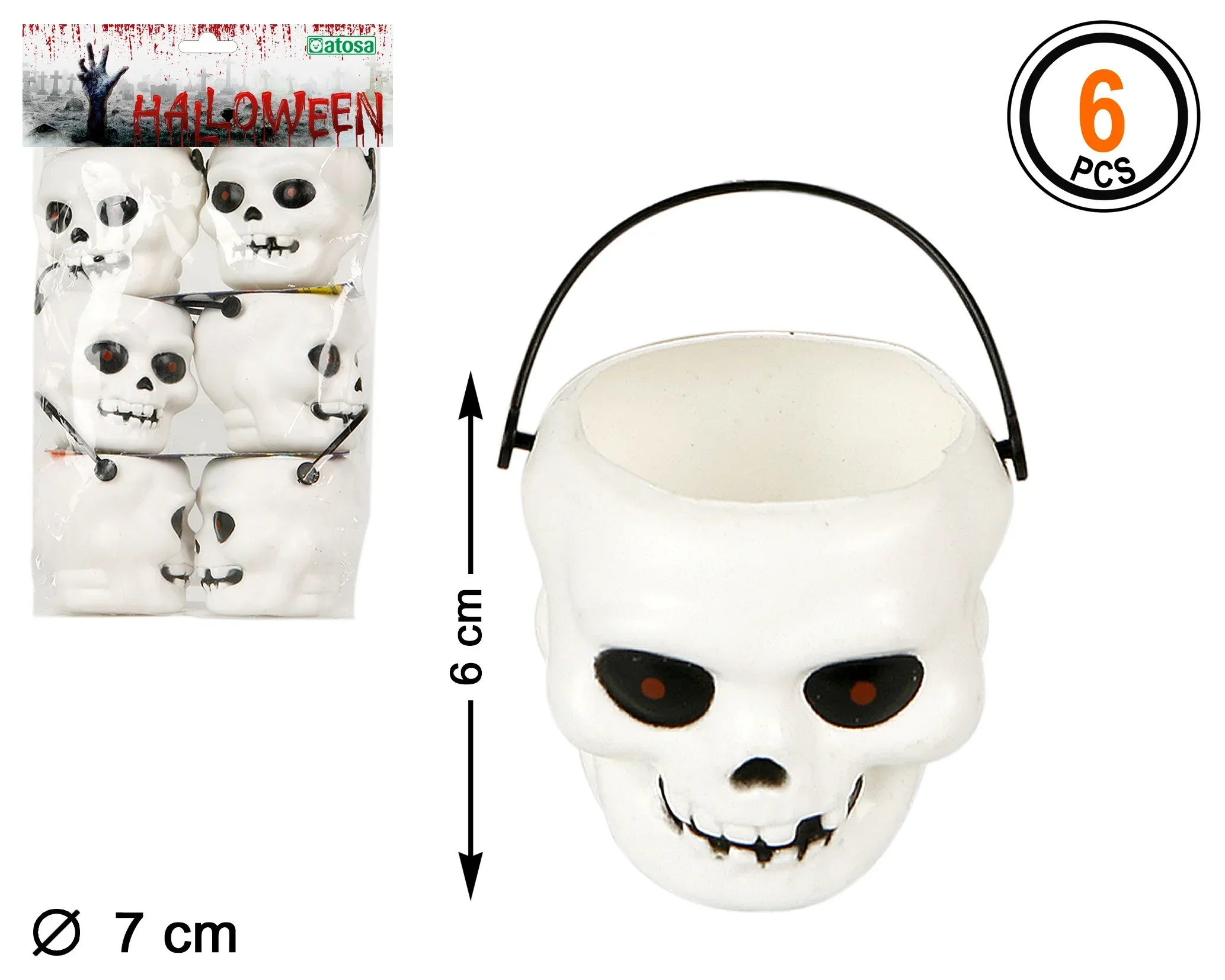 Pack de 6 Mini Calaveras para Decoración de Halloween - Image 3