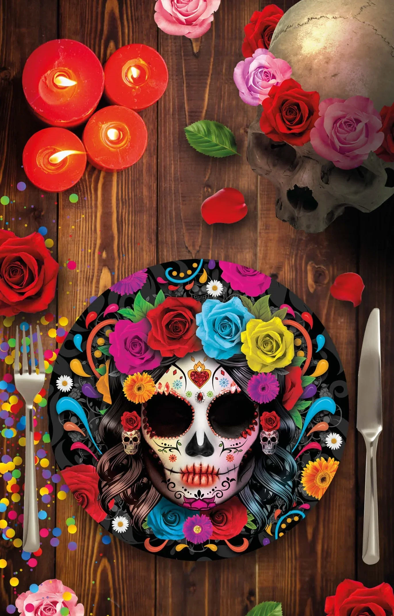 Pack de 6 Platos de Catrina de Halloween - Image 2