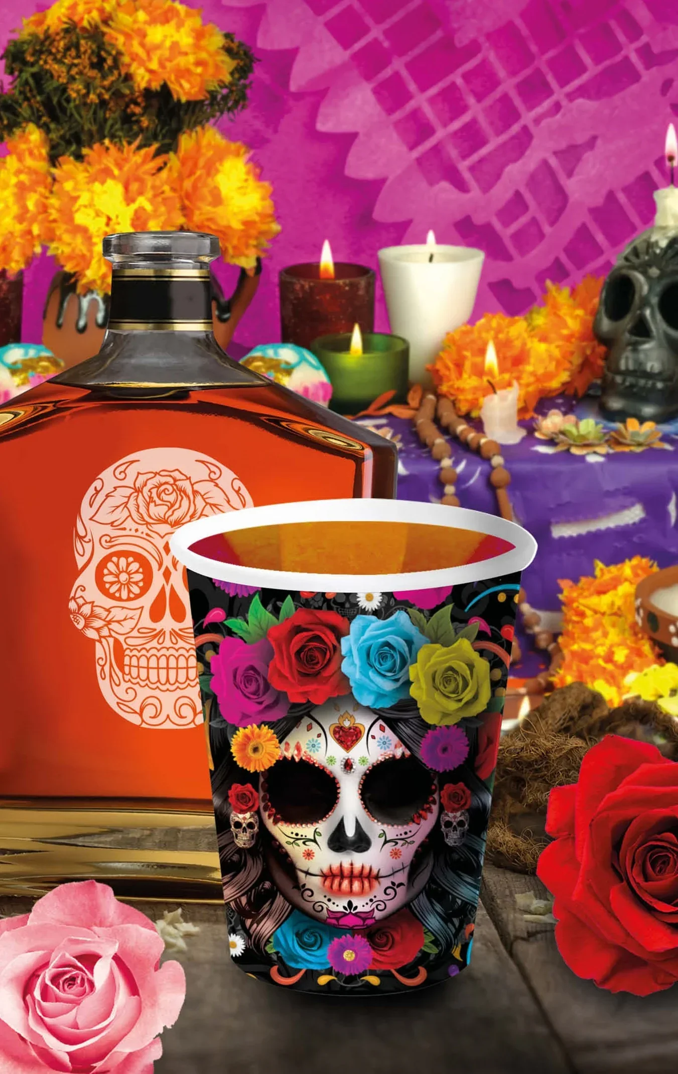 Pack de 6 Vasos de Catrina de Halloween - Image 2