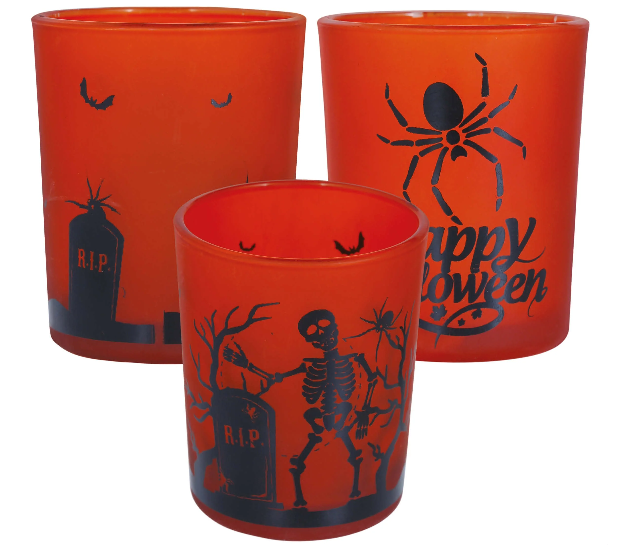 Pack 3 Vasos Halloween Naranja de Cristal