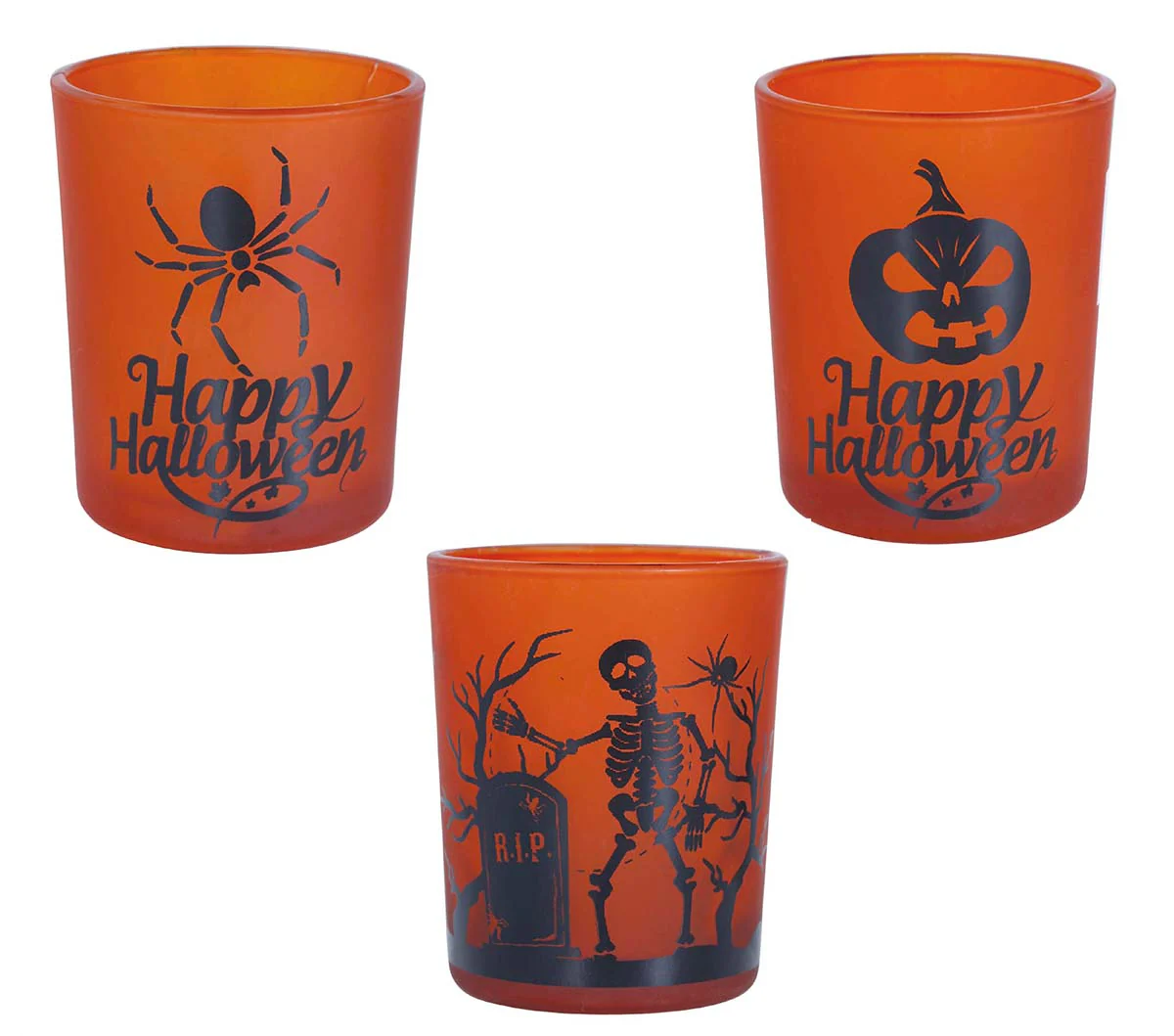 Pack 3 Vasos Halloween Naranja de Cristal - Image 3