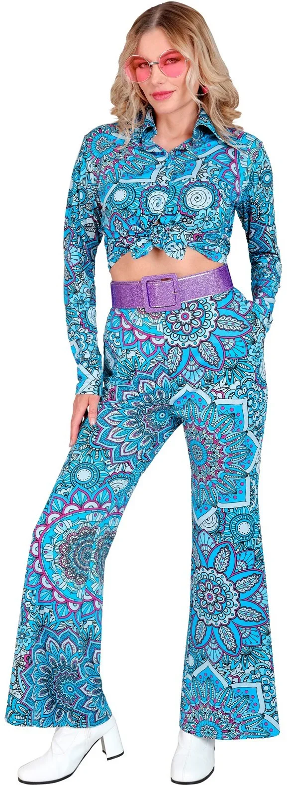 Pantalón Años 60 Estampado Mandala Azul para Mujer - Image 3