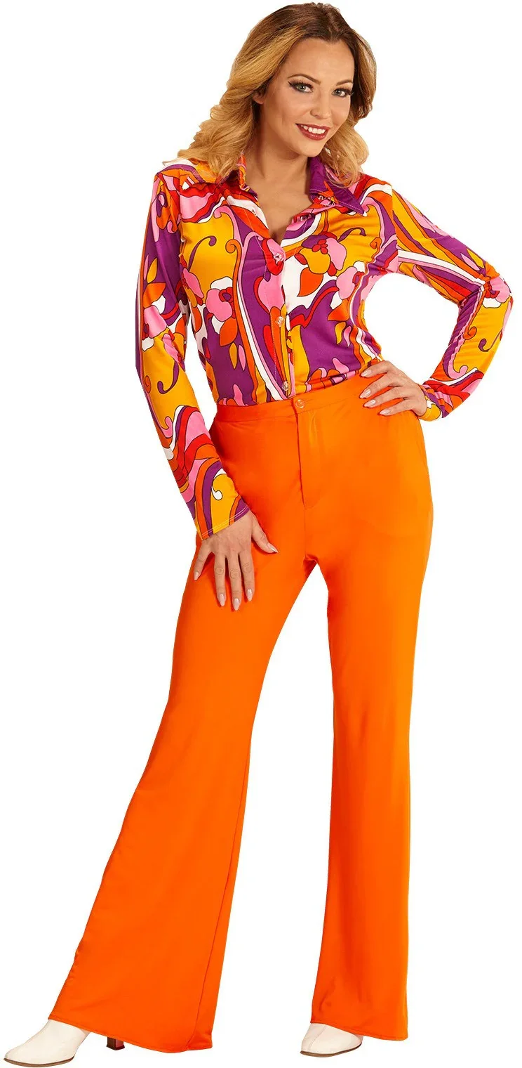 Pantalón de Campana Años 70 Naranja para Mujer - Image 2