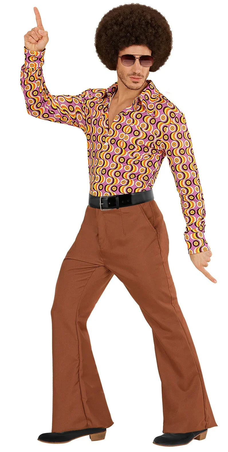 Pantalón de Campana Años 70 Marrón para Hombre - Image 2