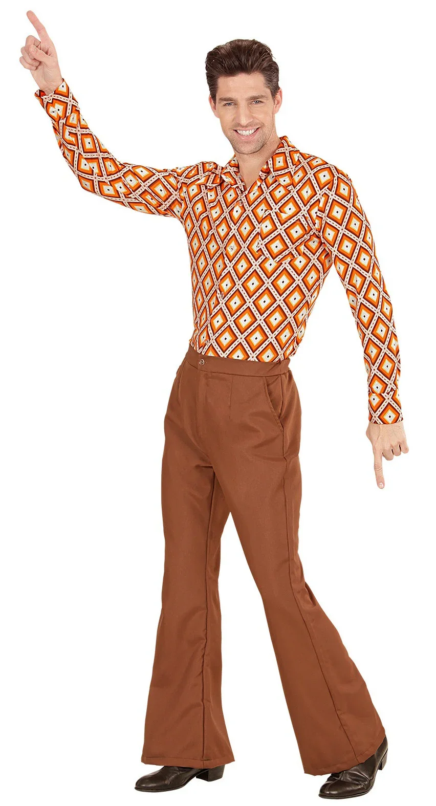 Pantalón de Campana Años 70 Marrón para Hombre - Image 4
