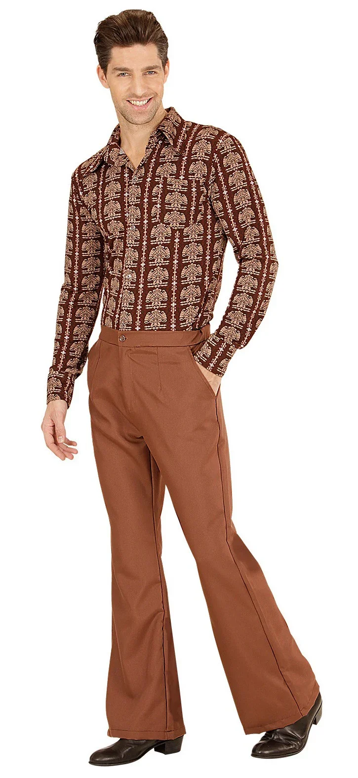 Pantalón de Campana Años 70 Marrón para Hombre - Image 5
