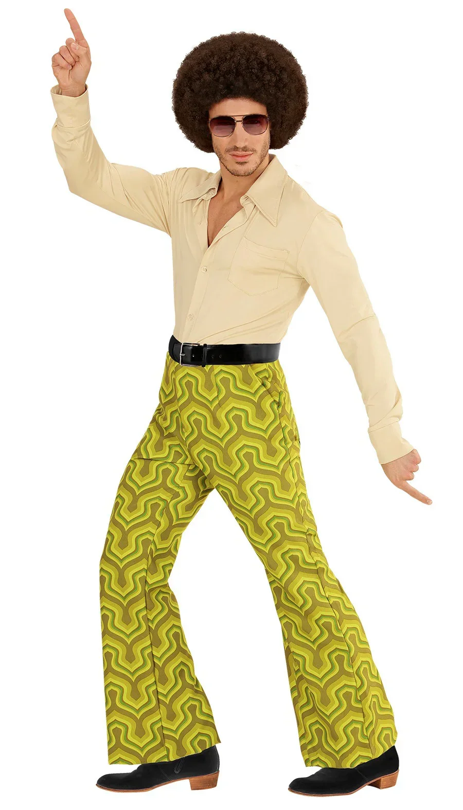 Pantalón Disco Años 70 Verde Pistacho para Hombre - Image 2