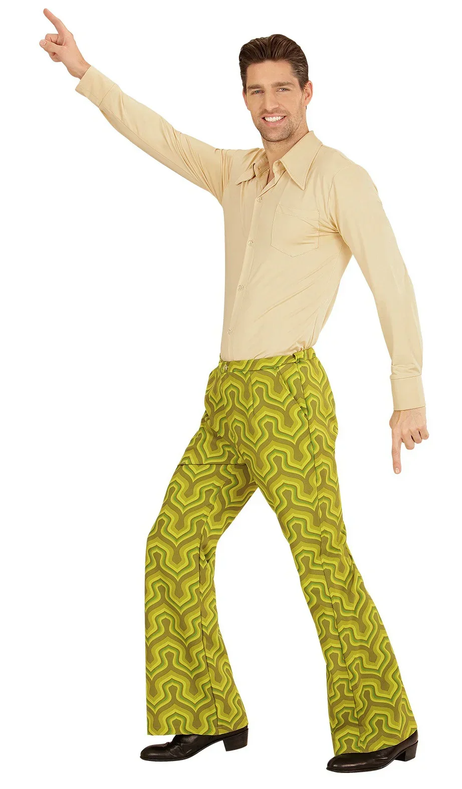 Pantalón Disco Años 70 Verde Pistacho para Hombre - Image 4